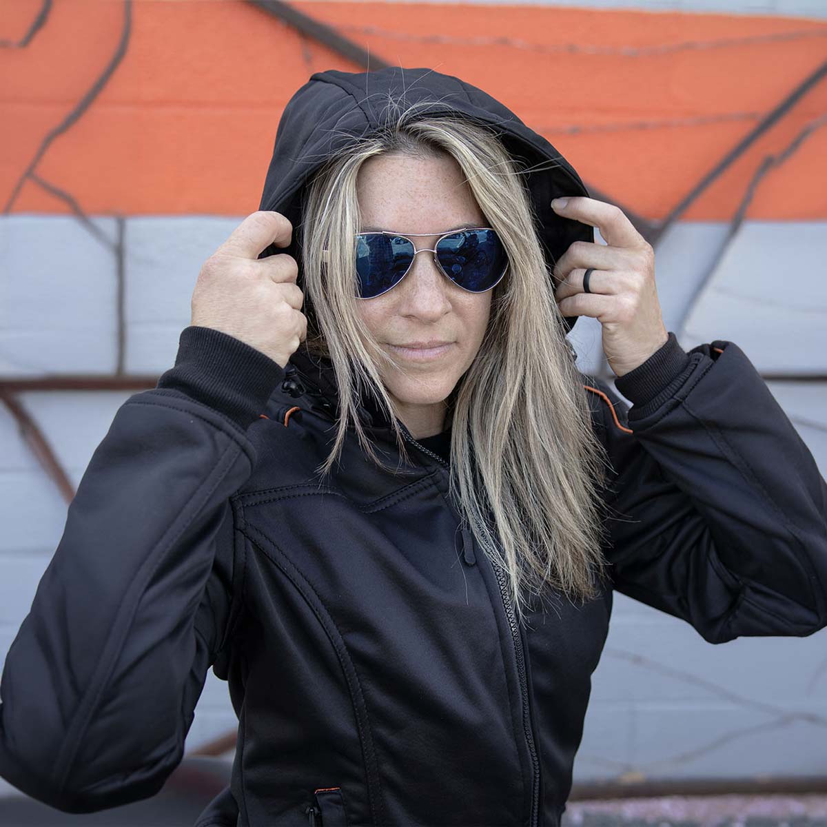Milwaukee Leather MPL2764 Women's Black Soft Shell Armored Motorcycle Racing Style Jacket with Hoodie - Image 6