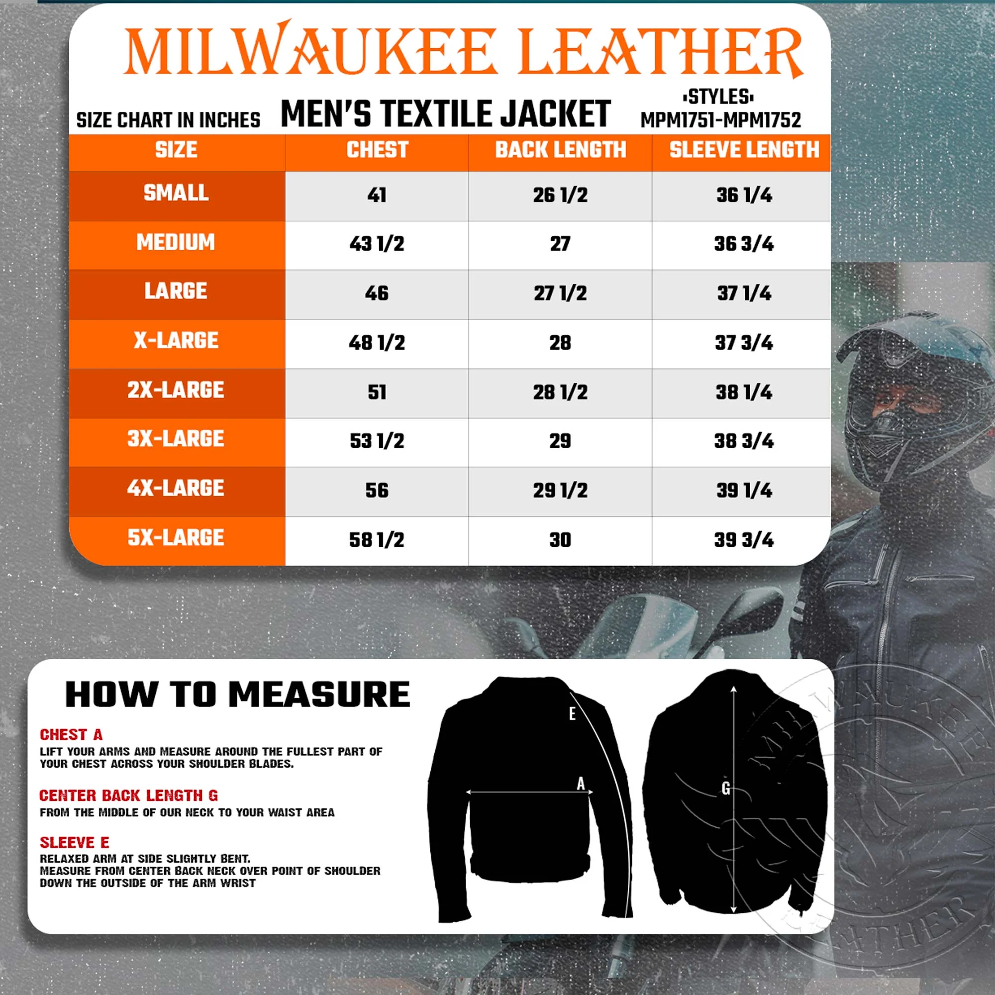 Milwaukee Leather MPM1751 Burnt Orange Leather and Textile Armored Motorcycle Jacket for Men - All Season - Image 3