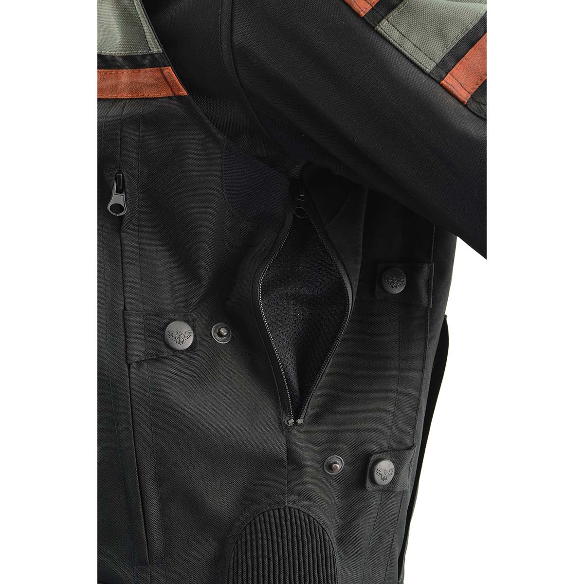 Milwaukee Leather MPM1751 Burnt Orange Leather and Textile Armored Motorcycle Jacket for Men - All Season - Image 9