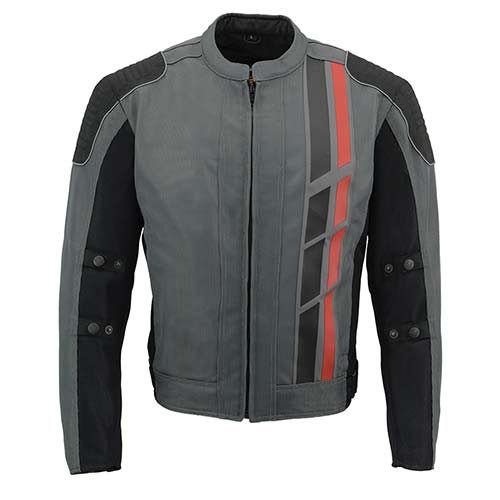 Milwaukee Leather MPM1752 Men's Black/Grey Textile and Mesh Armored Motorcycle Biker Racing Jacket - Image 7