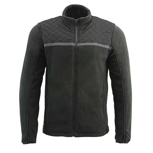 Milwaukee Leather MPM1784 Men's Black Micro Fleece Zipper Front Jacket with Reflective Stripes - Image 6