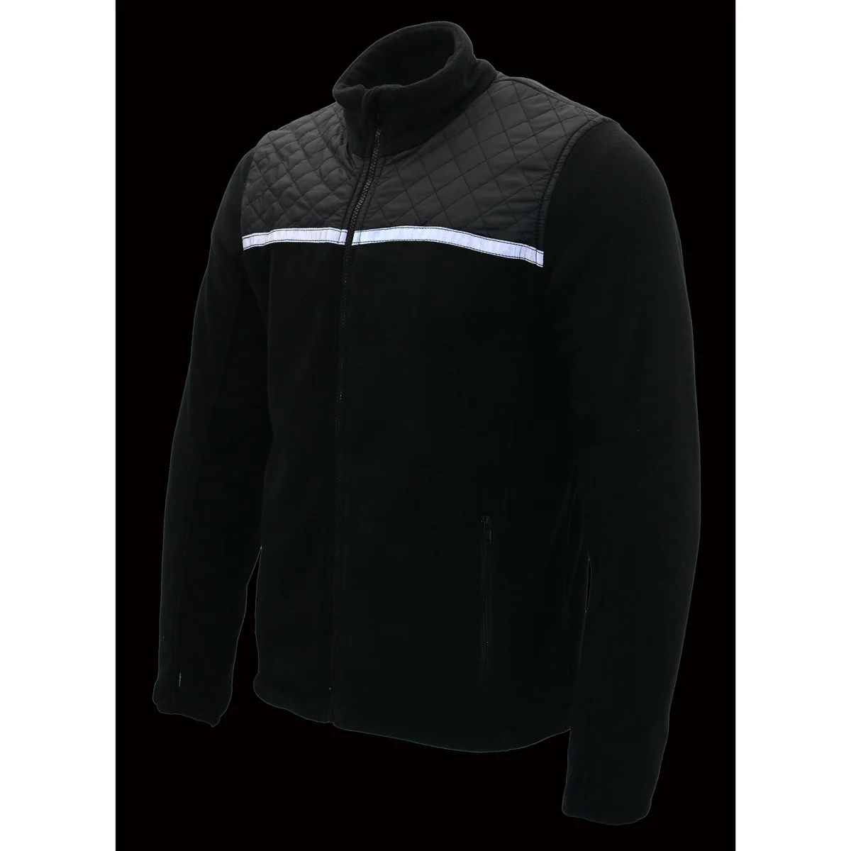 Milwaukee Leather MPM1784 Men's Black Micro Fleece Zipper Front Jacket with Reflective Stripes - Image 9