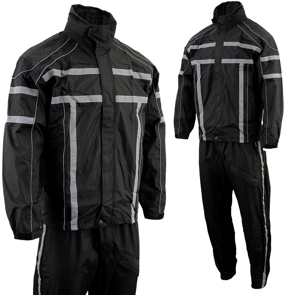 NexGen SH2331 Men's Black Water Resistant Rain Suit with Reflective Tape - Image 15