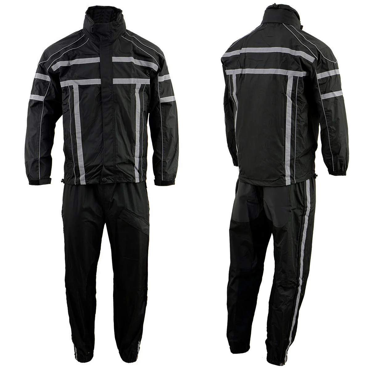 NexGen SH2331 Men's Black Water Resistant Rain Suit with Reflective Tape - Image 16