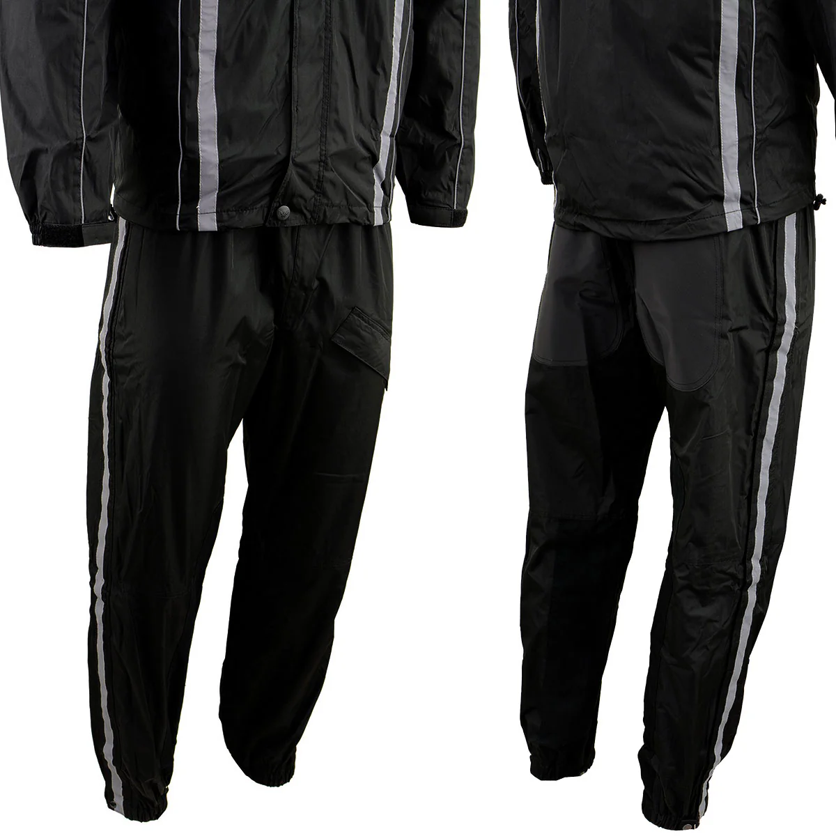 NexGen SH2331 Men's Black Water Resistant Rain Suit with Reflective Tape - Image 17