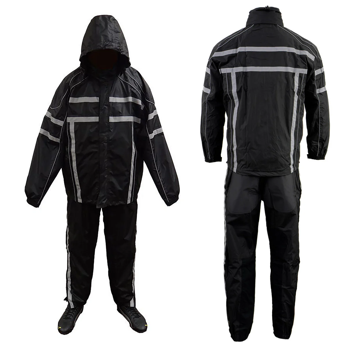 NexGen SH2331 Men's Black Water Resistant Rain Suit with Reflective Tape - Image 19