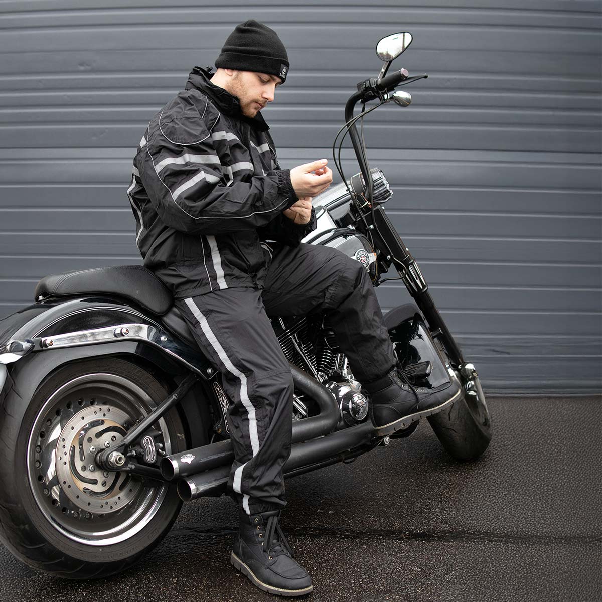 NexGen SH2331 Men's Black Water Resistant Rain Suit with Reflective Tape - Image 5