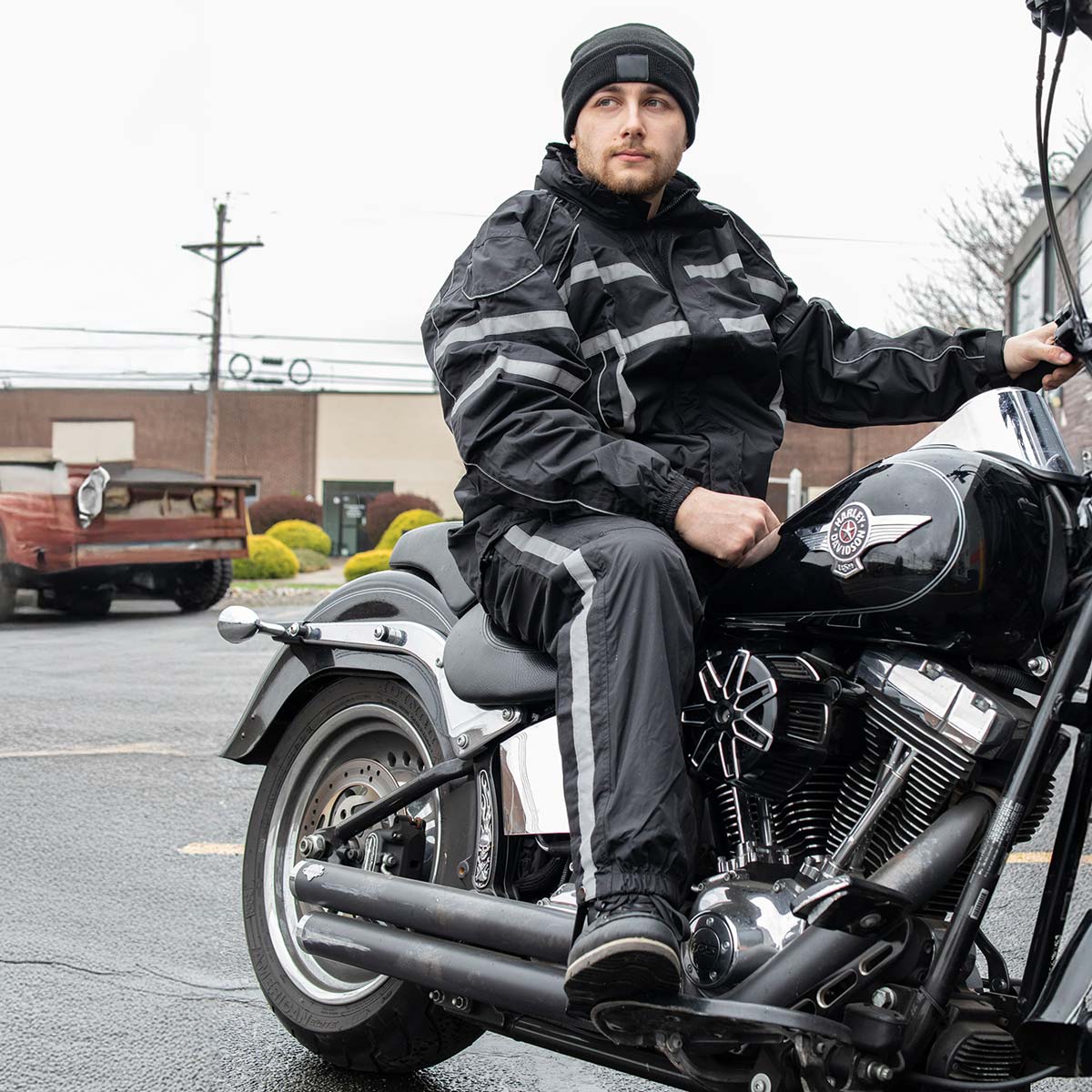 NexGen SH2331 Men's Black Water Resistant Rain Suit with Reflective Tape - Image 6