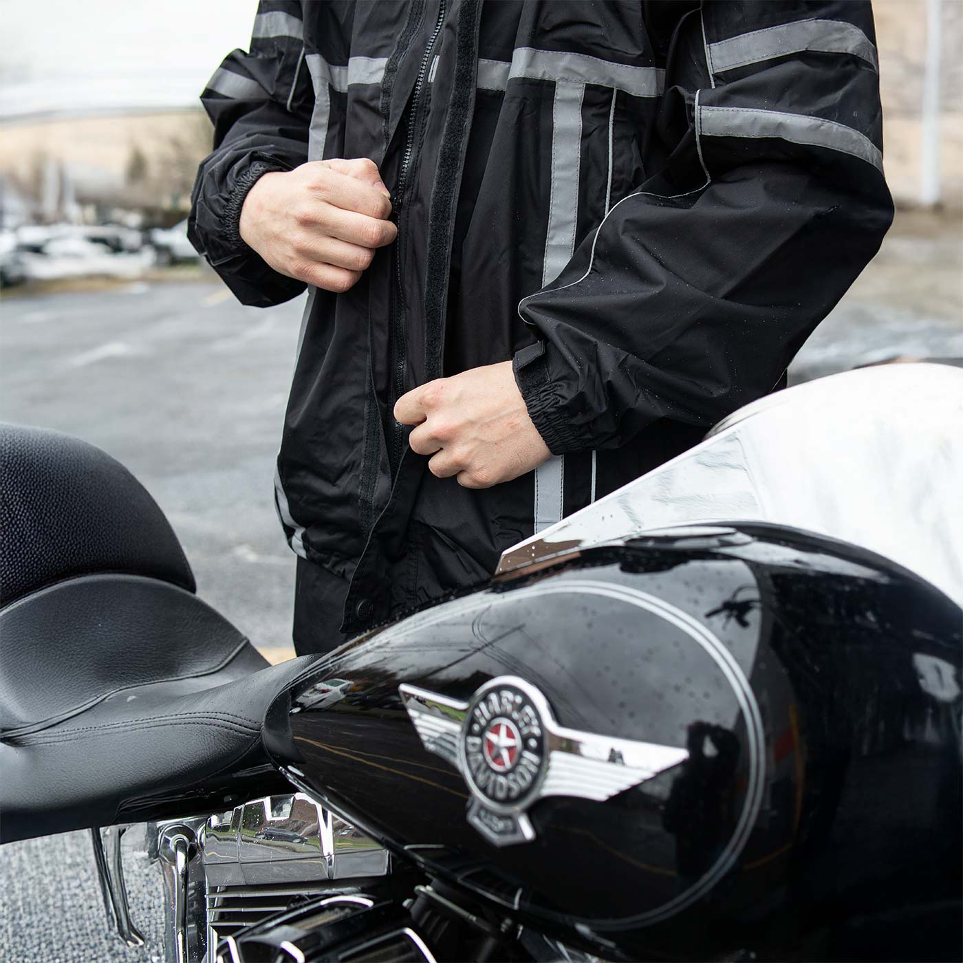 NexGen SH2331 Men's Black Water Resistant Rain Suit with Reflective Tape - Image 9