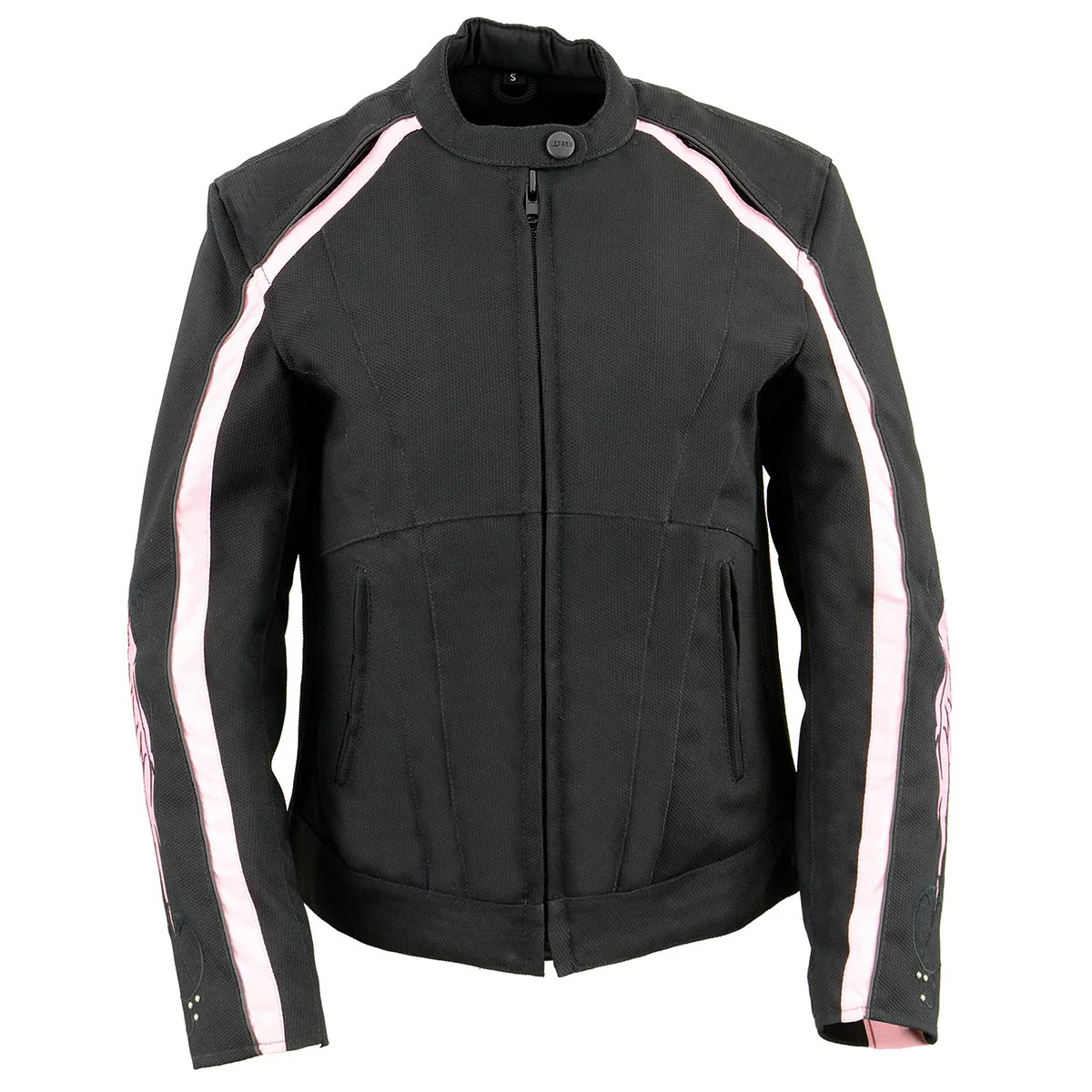 Milwaukee Leather SH1954 Women's Black and Pink Textile Jacket with Stud and Wings Detailing - Image 7