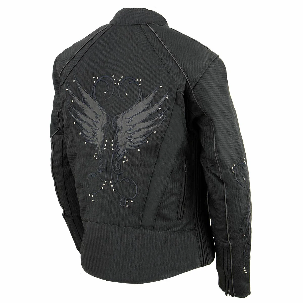 Milwaukee Leather SH1954 Women's Black Textile Jacket with Stud and Wings Detailing - Image 11