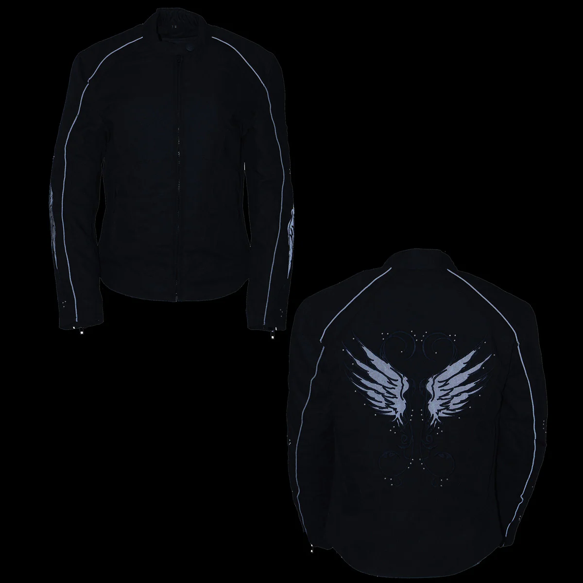 Milwaukee Leather SH1954 Women's Black Textile Jacket with Stud and Wings Detailing - Image 5