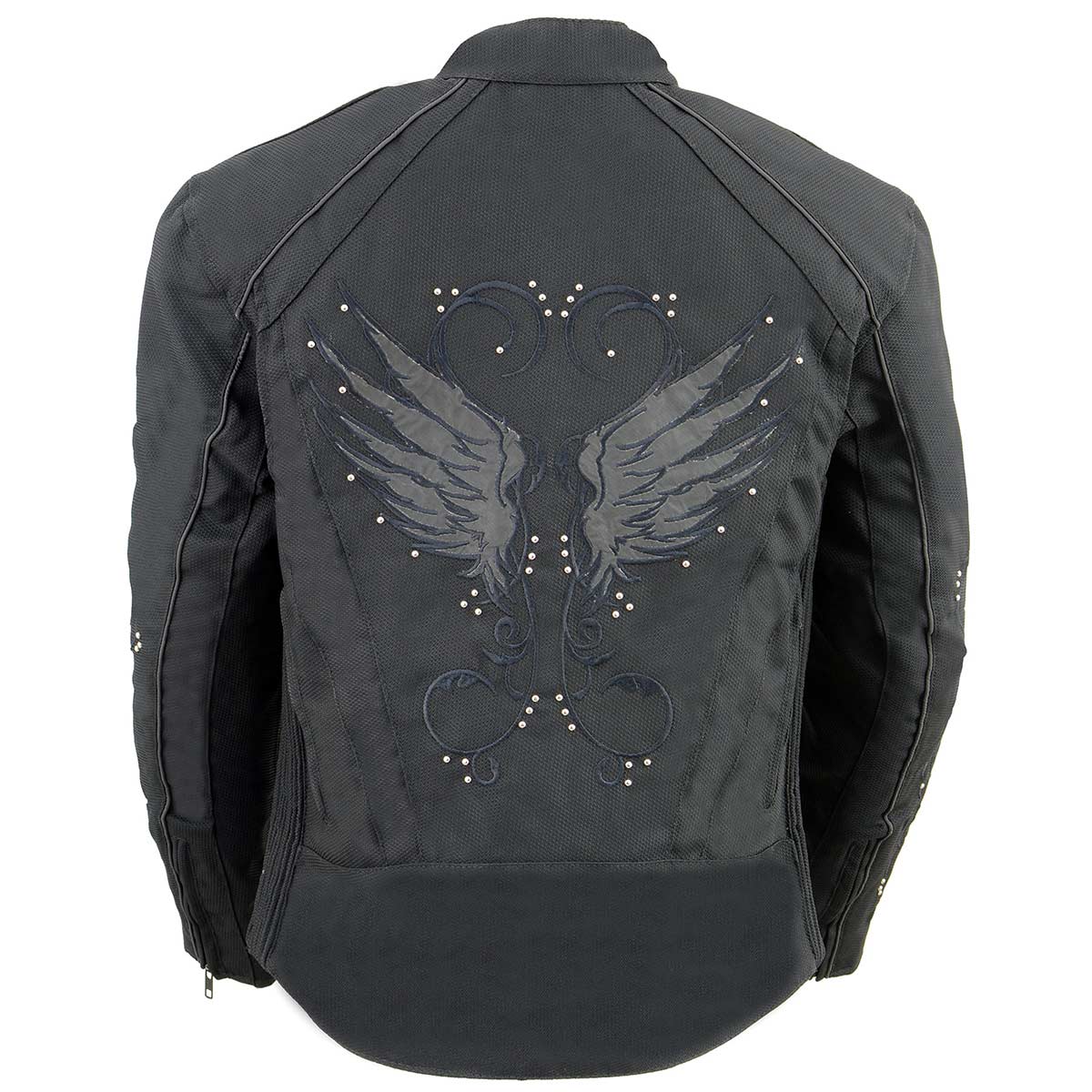 Milwaukee Leather SH1954 Women's Black Textile Jacket with Stud and Wings Detailing - Image 6