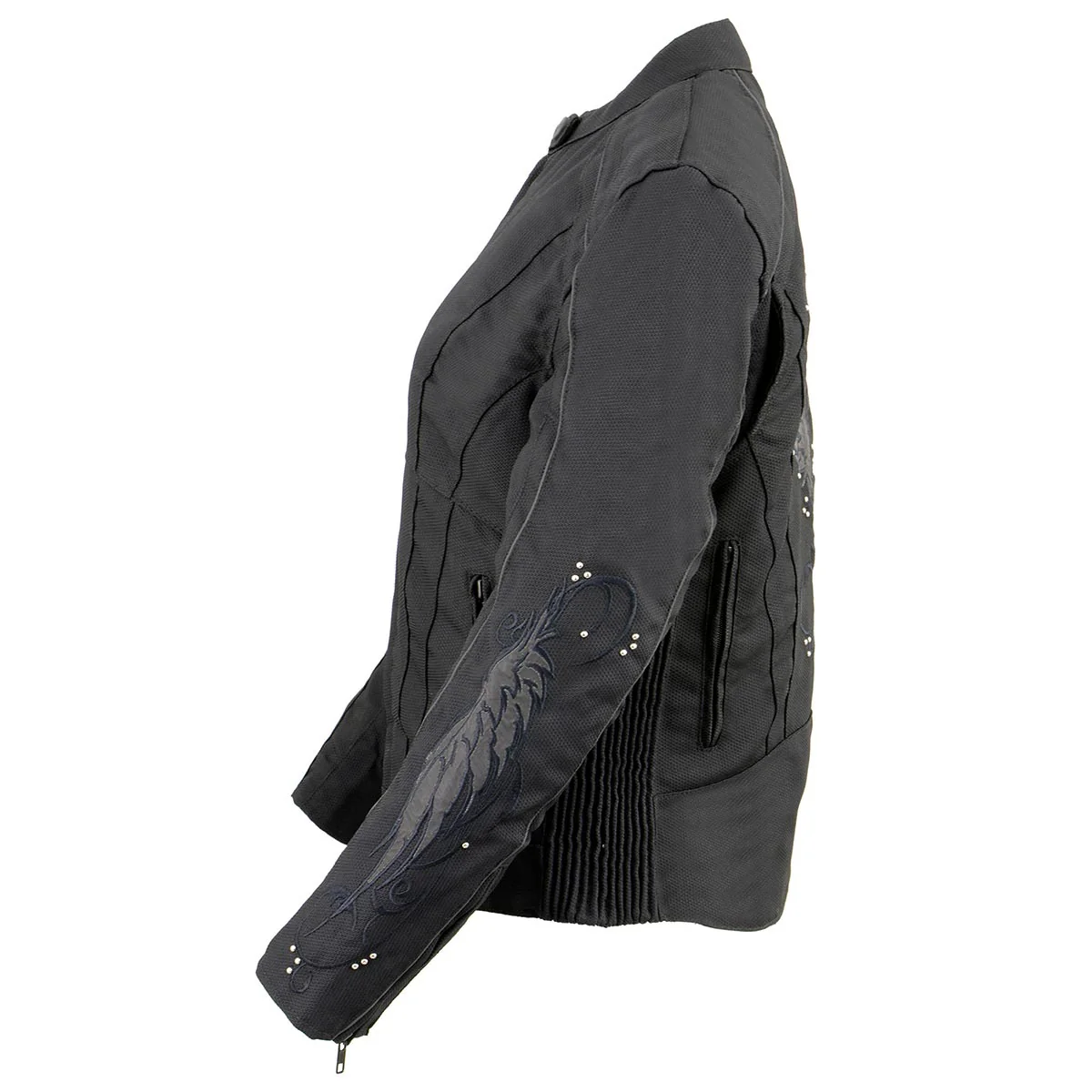 Milwaukee Leather SH1954 Women's Black Textile Jacket with Stud and Wings Detailing - Image 8