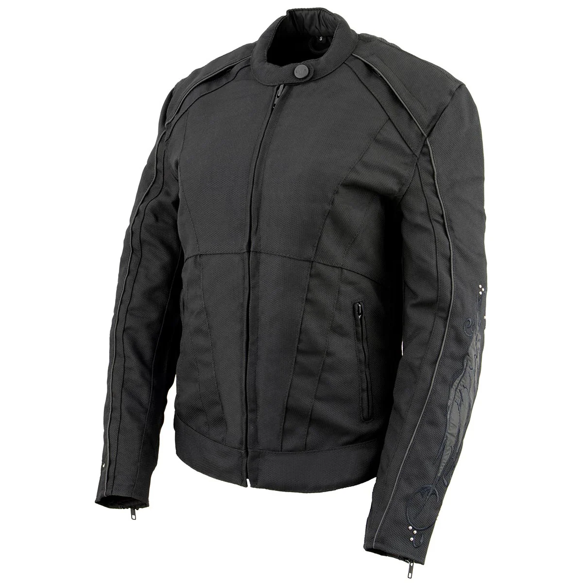 Milwaukee Leather SH1954 Women's Black Textile Jacket with Stud and Wings Detailing - Image 9