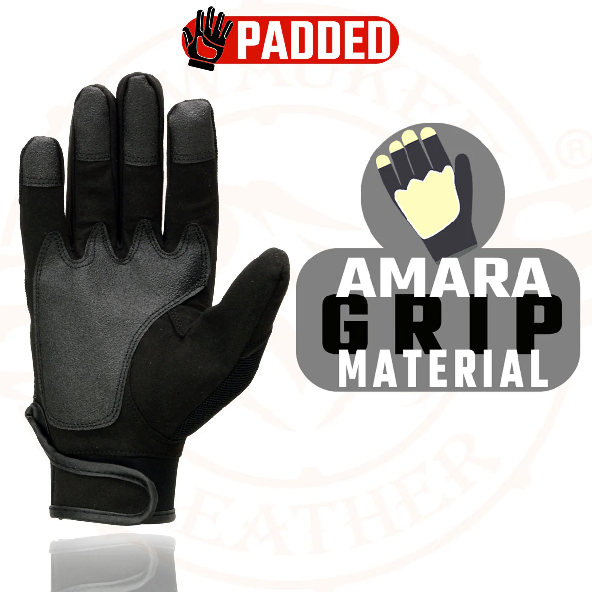 Milwaukee Leather SH761 Men's Black Textile Padded Knuckle Mechanics Gloves with Amara Palm - Image 2