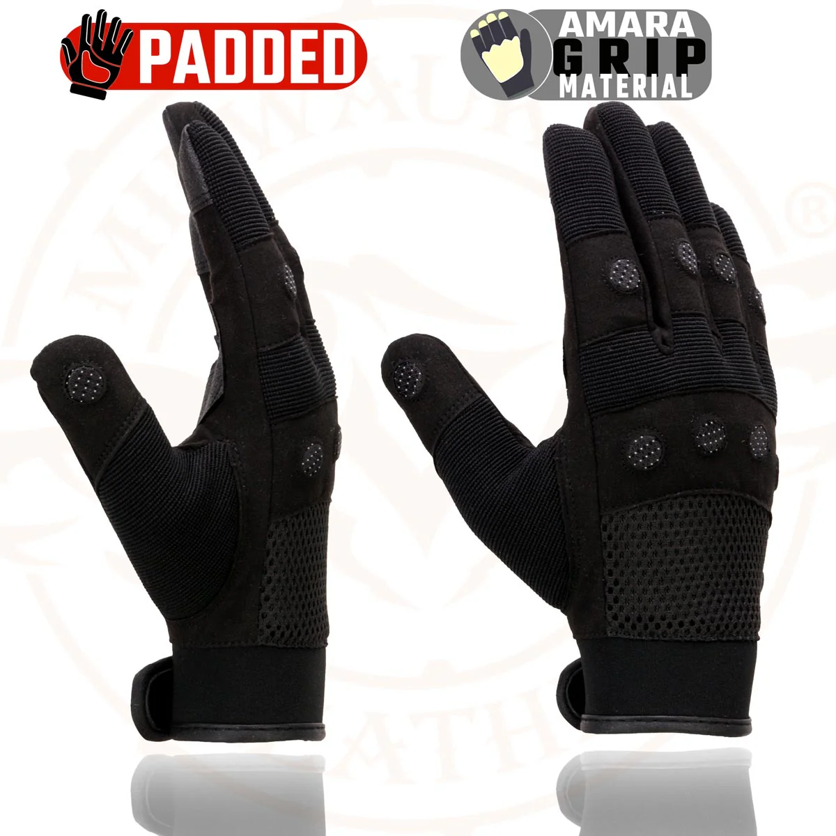 Milwaukee Leather SH761 Men's Black Textile Padded Knuckle Mechanics Gloves with Amara Palm - Image 5
