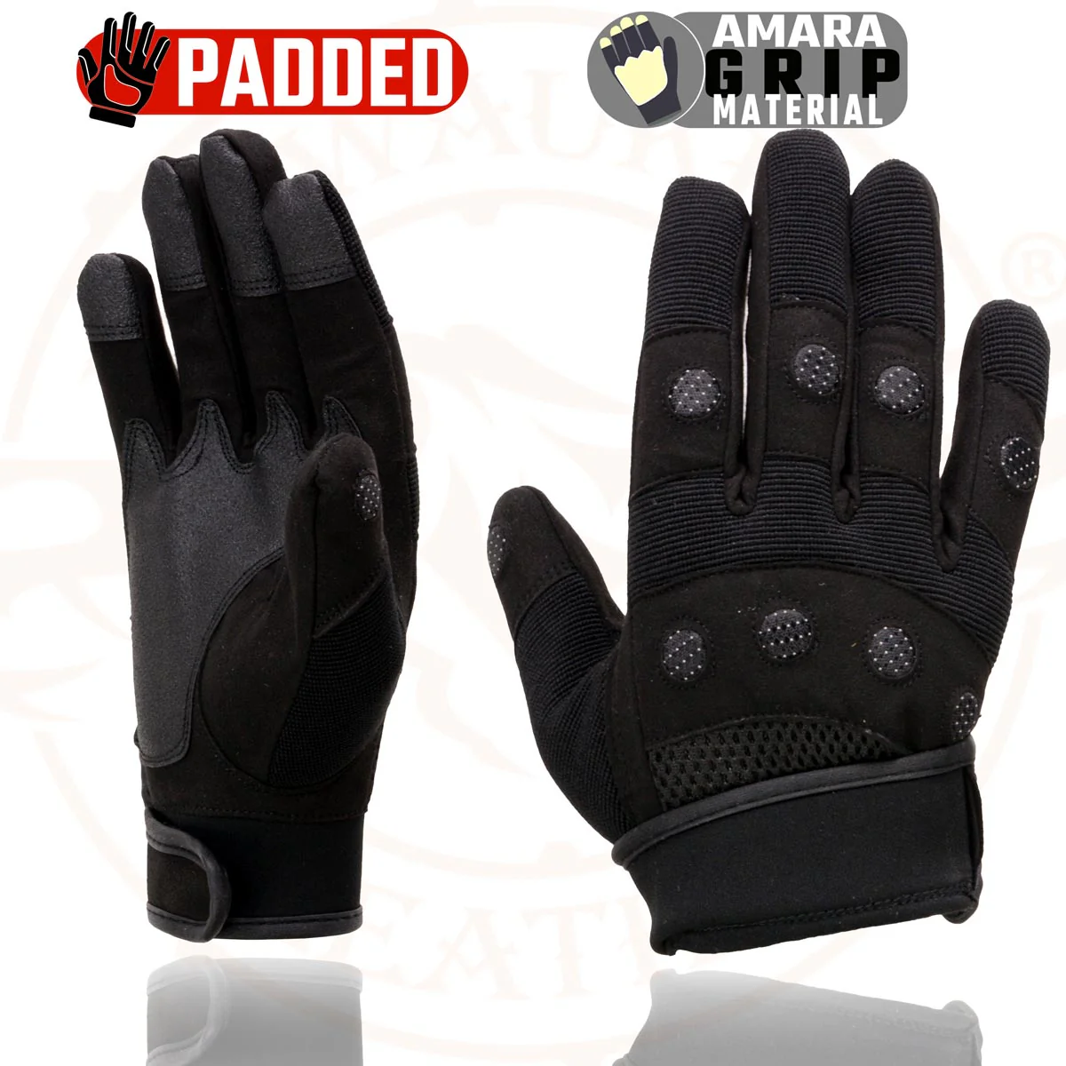Milwaukee Leather SH761 Men's Black Textile Padded Knuckle Mechanics Gloves with Amara Palm - Image 8