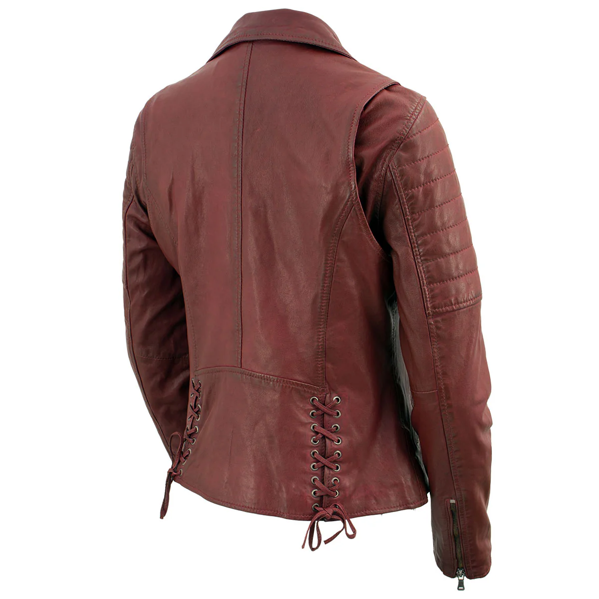 Milwaukee Leather Red Vintage Motorcycle Inspired Vegan Tan Fashion Leather Jacket for Women SFL2812 - Image 6