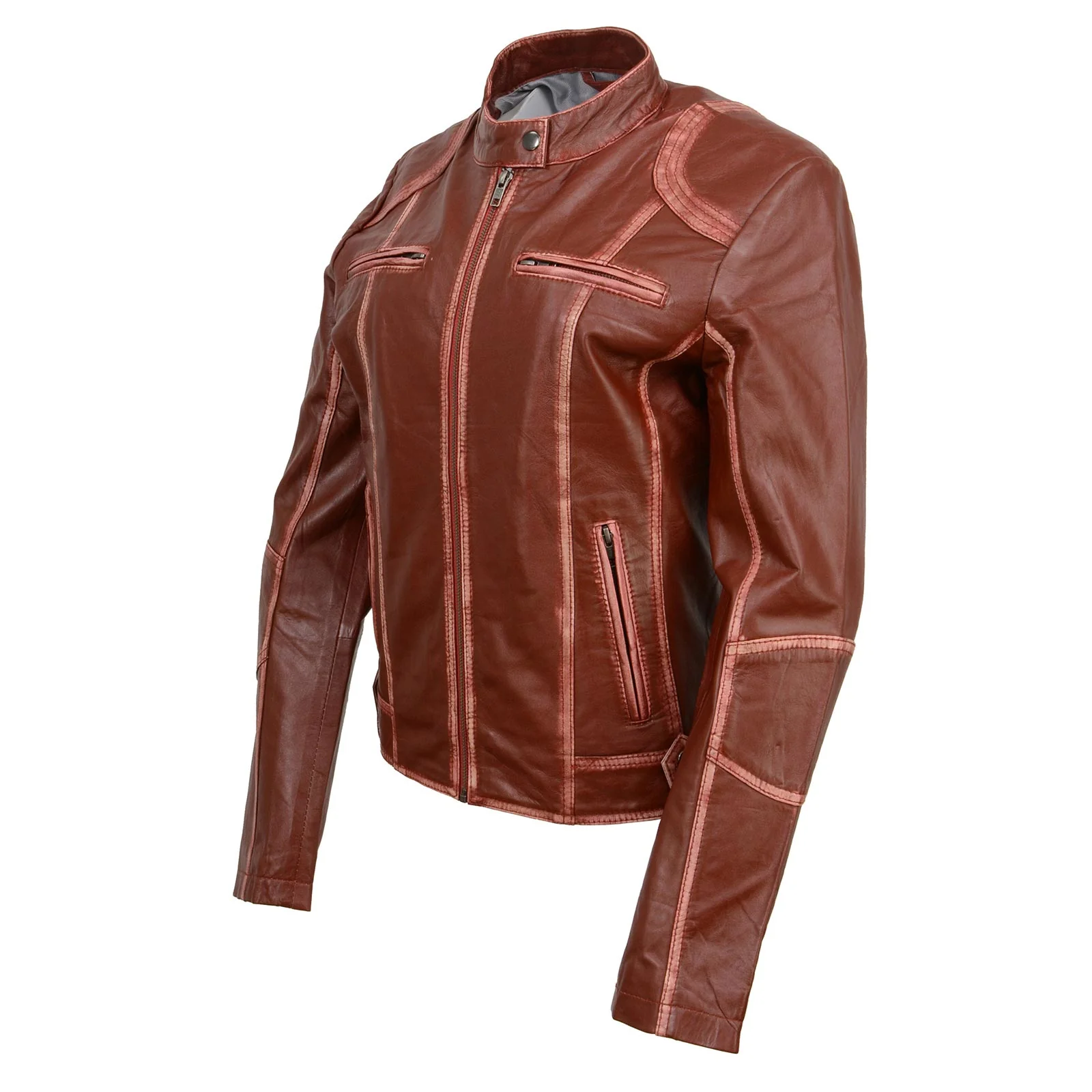 Milwaukee Leather SFL2830 Women's Maroon Sheepskin Scuba Style Fashion Leather Jacket - Image 8