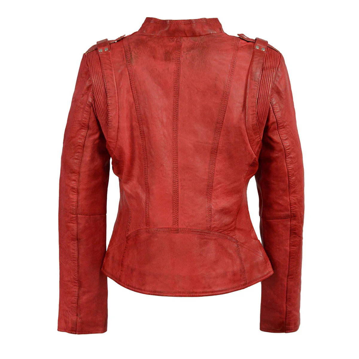Milwaukee Leather Women's Distressed Red Vegan Leather Motorcycle Style Fashion Jacket SFL2845 - Image 5