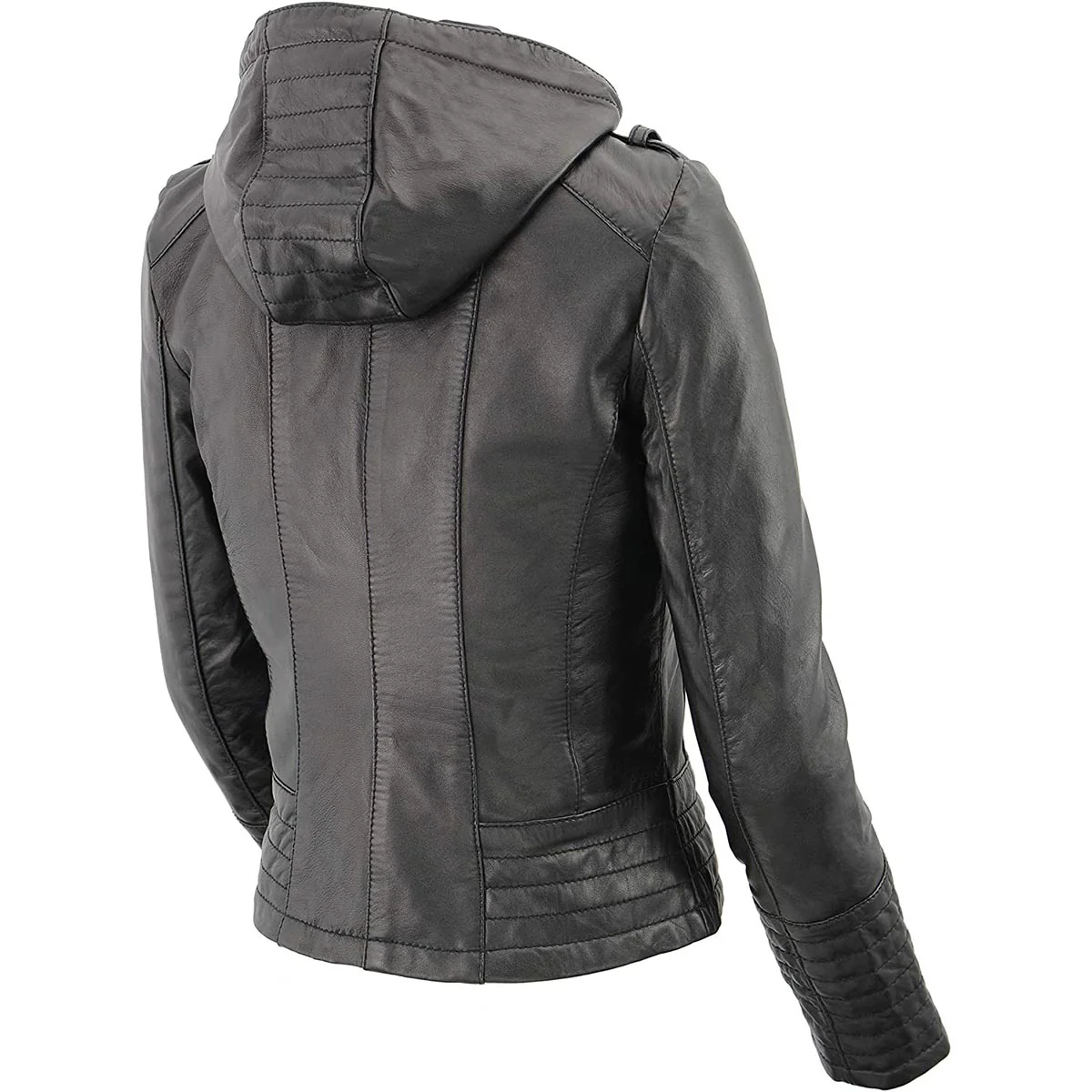 Milwaukee Leather SFL3554 Women's Black Scuba Style Zippered Front Motorcycle Fashion Leather Jacket with Hoodie - Image 5