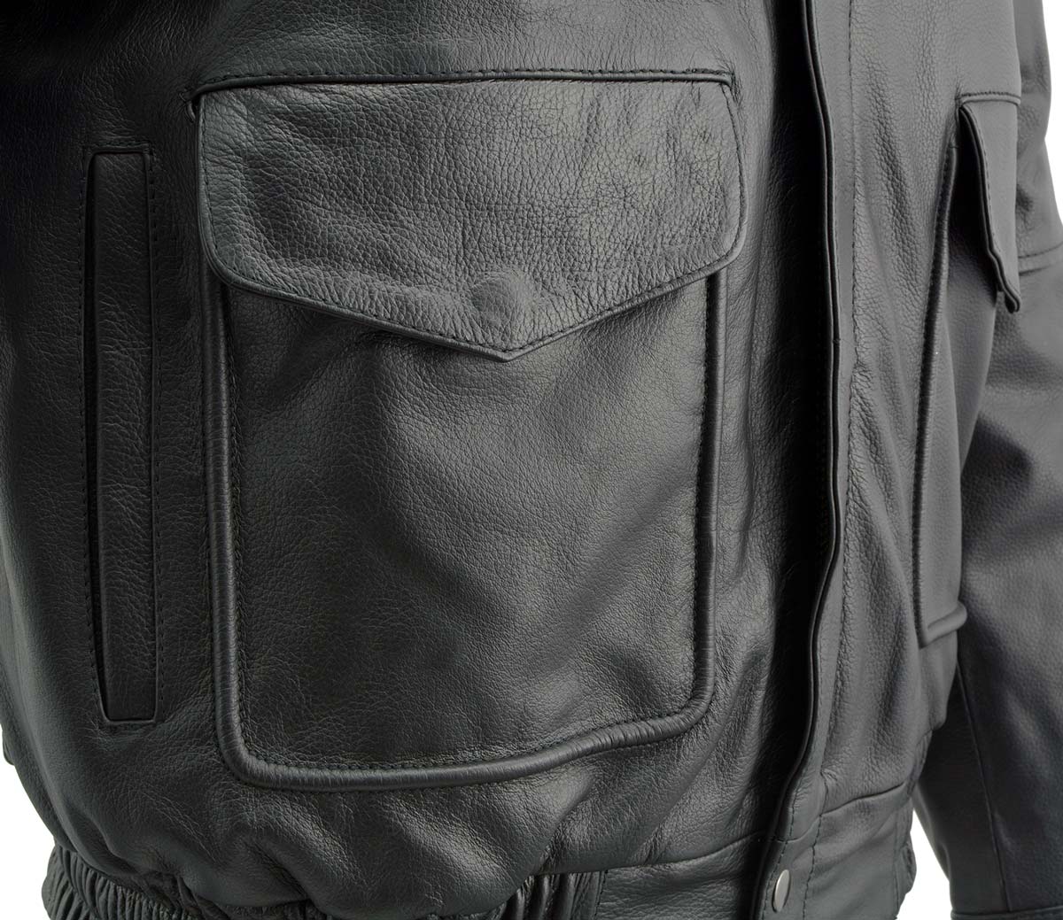 Milwaukee Leather Men's Classic Black Bomber Leather Jacket SFM1519 - Image 4
