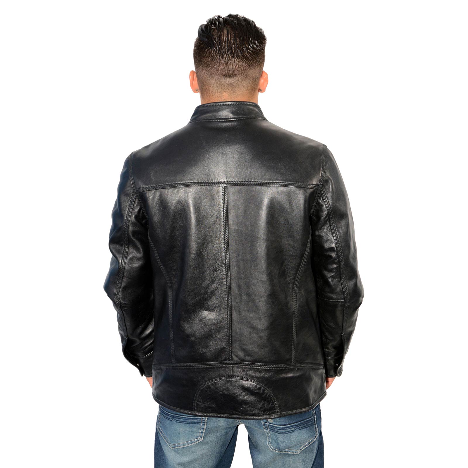 Milwaukee Leather Men's Cafe Racer Black Premium Lambskin Motorcycle Fashion Leather Jacket SFM1800 - Image 2