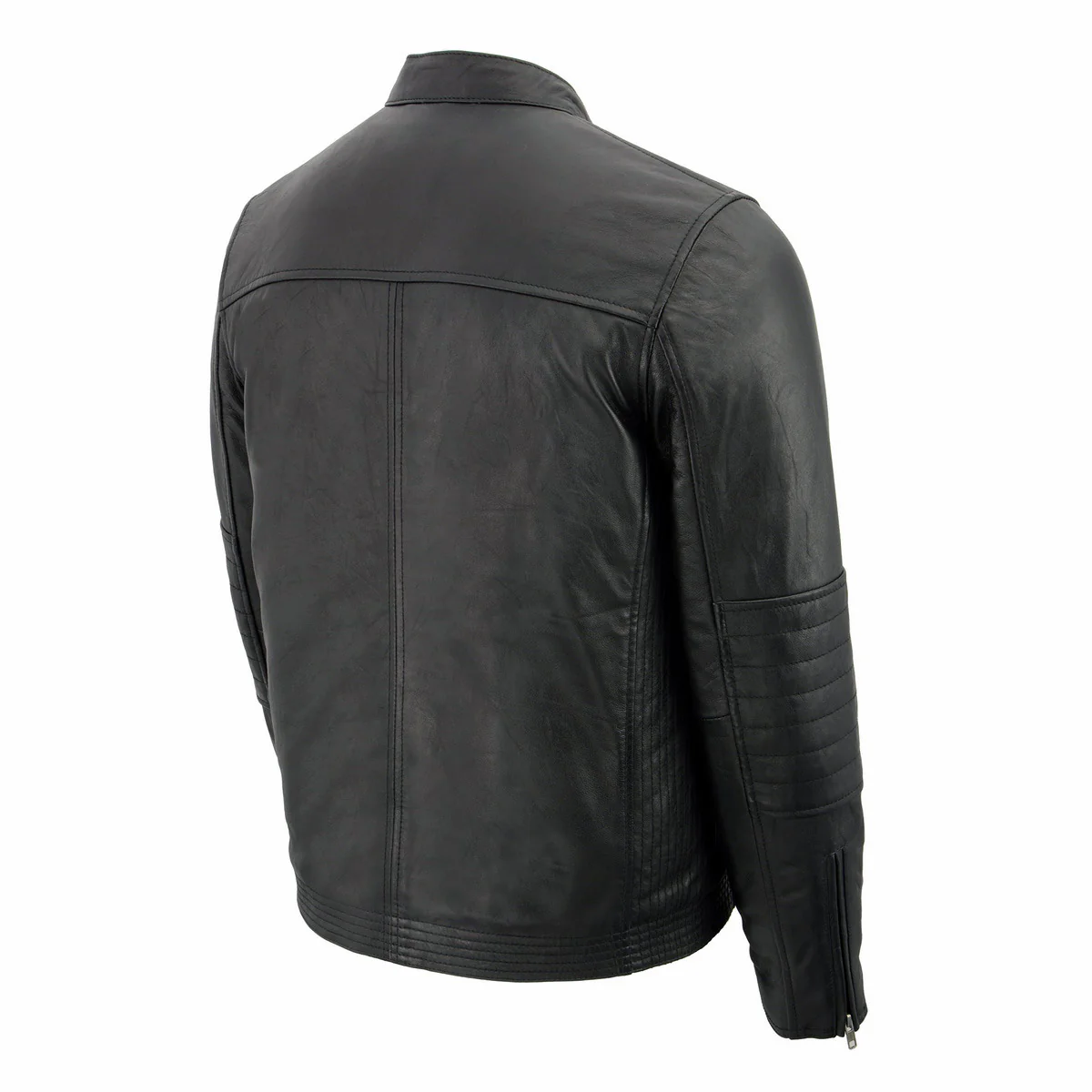 Milwaukee Leather SFM1806 Men's Black Euro Collar Cafe Style Leather Jacket - Image 6
