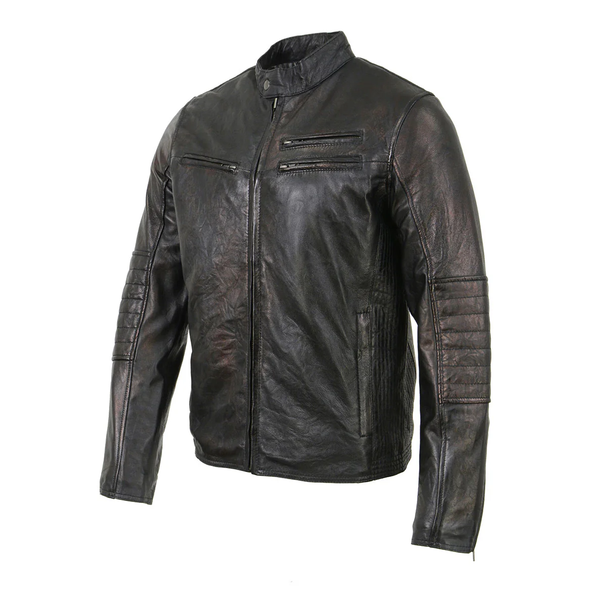 Milwaukee Leather SFM1809 Men's Two-Tone Euro Collar Cafe Style Leather Jacket - Image 7