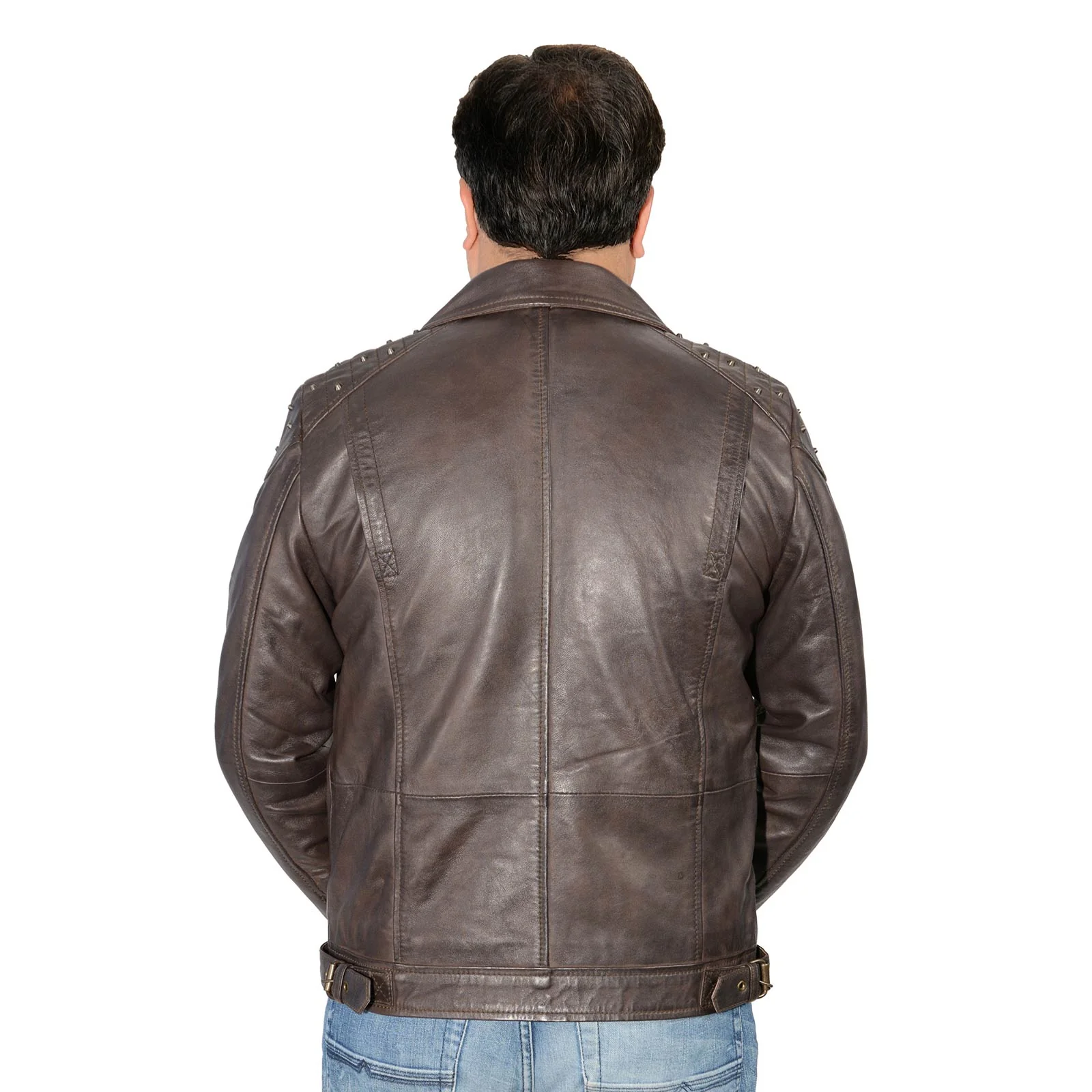 Milwaukee Leather SFM1825 Men's 'Studded' Brown Leather Motorcycle Style Jacket - Image 2