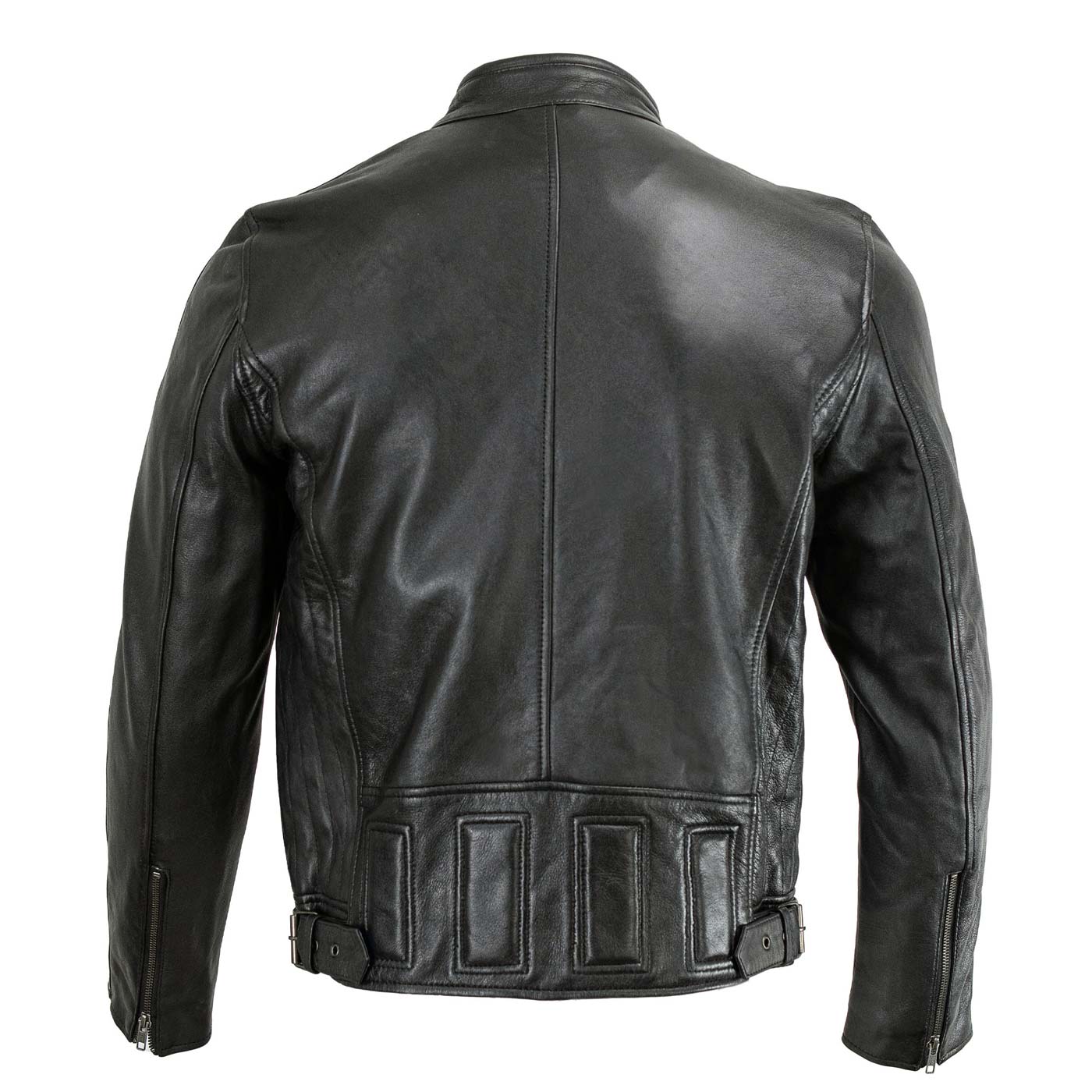 Milwaukee Leather Men's Black Cafe Racer Leather Jacket with Snap Button Collar SFM1835 - Image 4