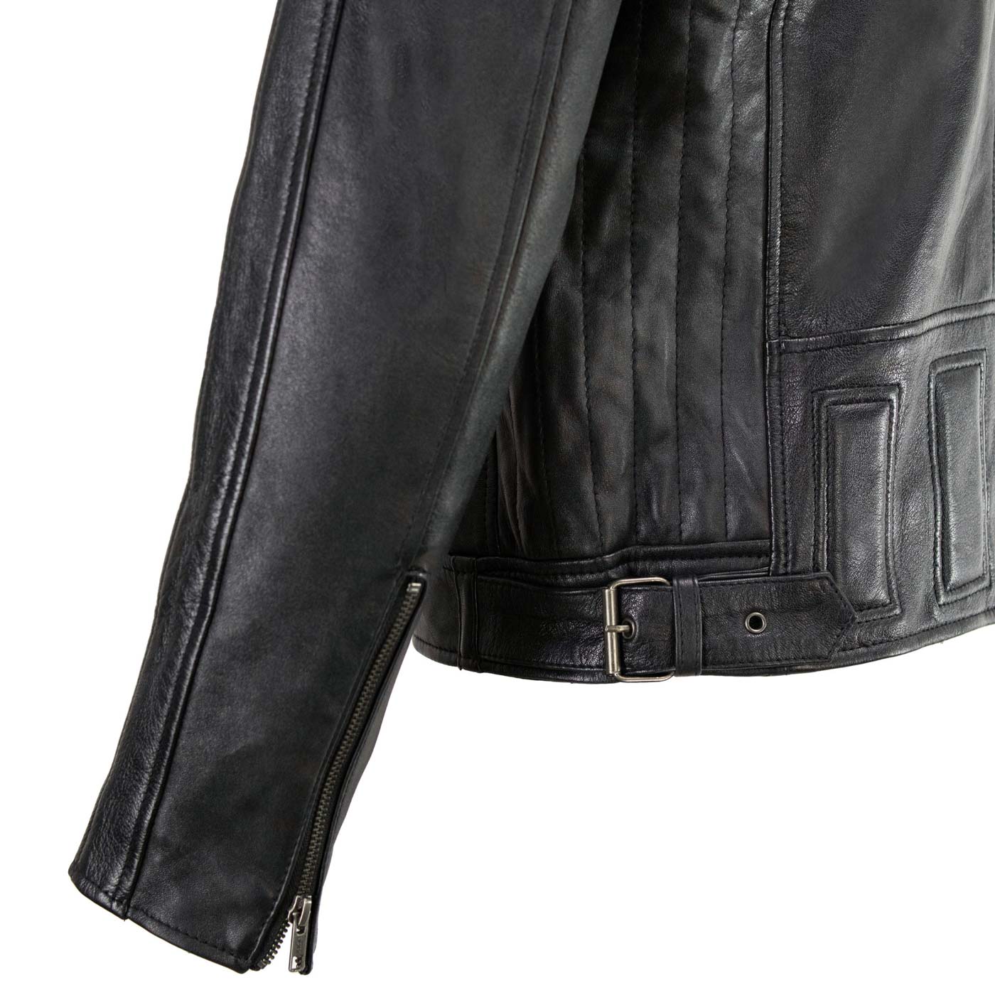 Milwaukee Leather Men's Black Cafe Racer Leather Jacket with Snap Button Collar SFM1835 - Image 7