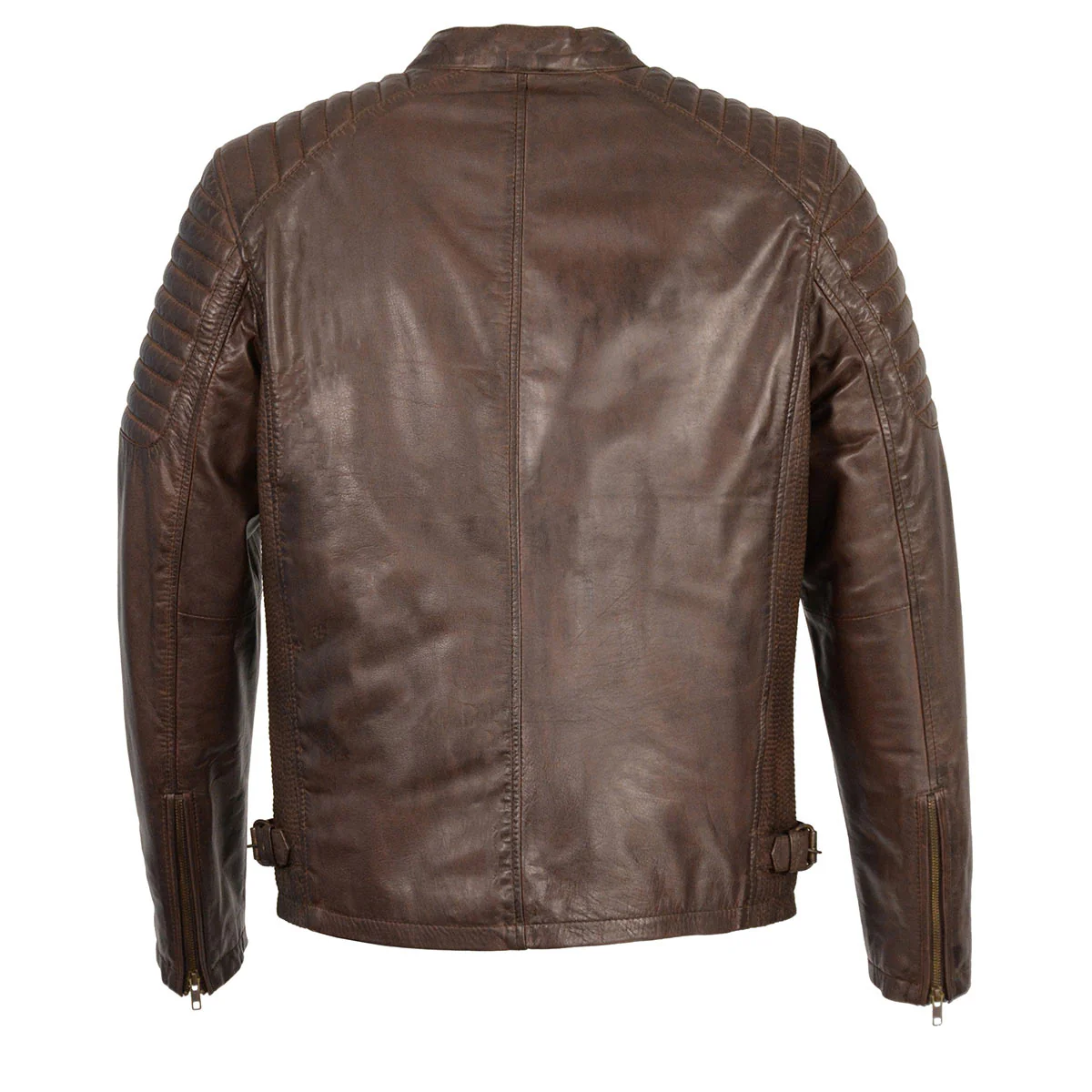 Milwaukee Leather SFM1840 Men's 'Quilted' Brown Leather Fashion Jacket with Snap Button Collar - Image 2
