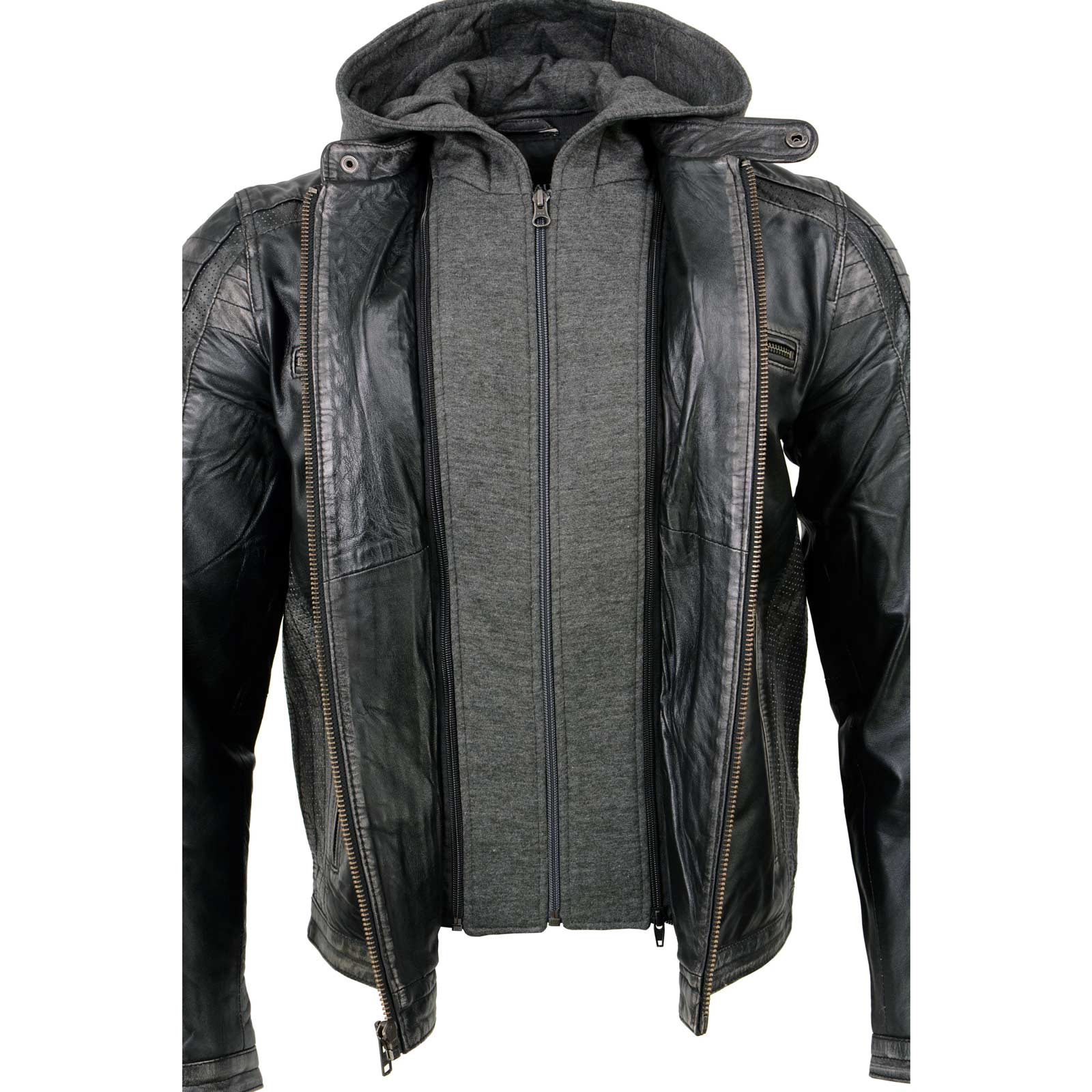 Milwaukee Leather SFM1846 Men's Black Fashion Casual Leather Jacket with Removable Hoodie - Image 10