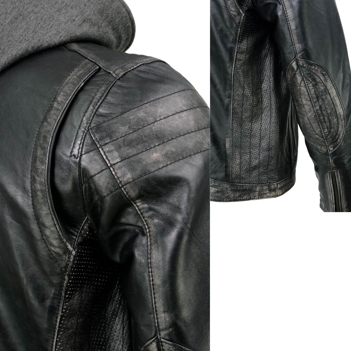 Milwaukee Leather SFM1846 Men's Black Fashion Casual Leather Jacket with Removable Hoodie - Image 12