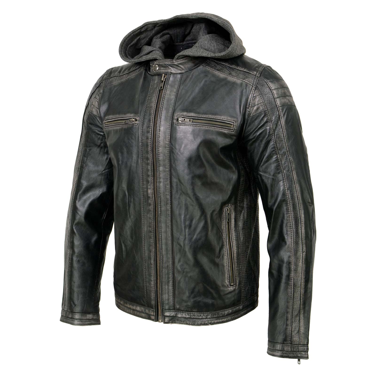 Milwaukee Leather SFM1846 Men's Black Fashion Casual Leather Jacket with Removable Hoodie - Image 15