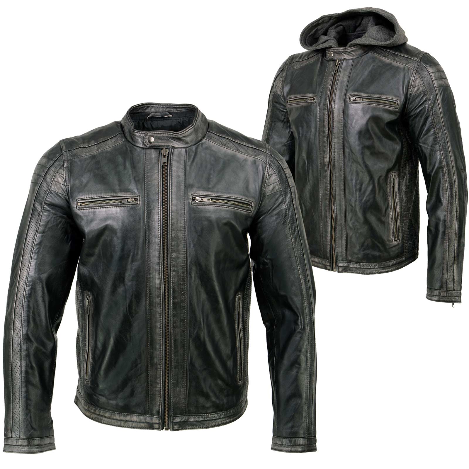 Milwaukee Leather SFM1846 Men's Black Fashion Casual Leather Jacket with Removable Hoodie - Image 8