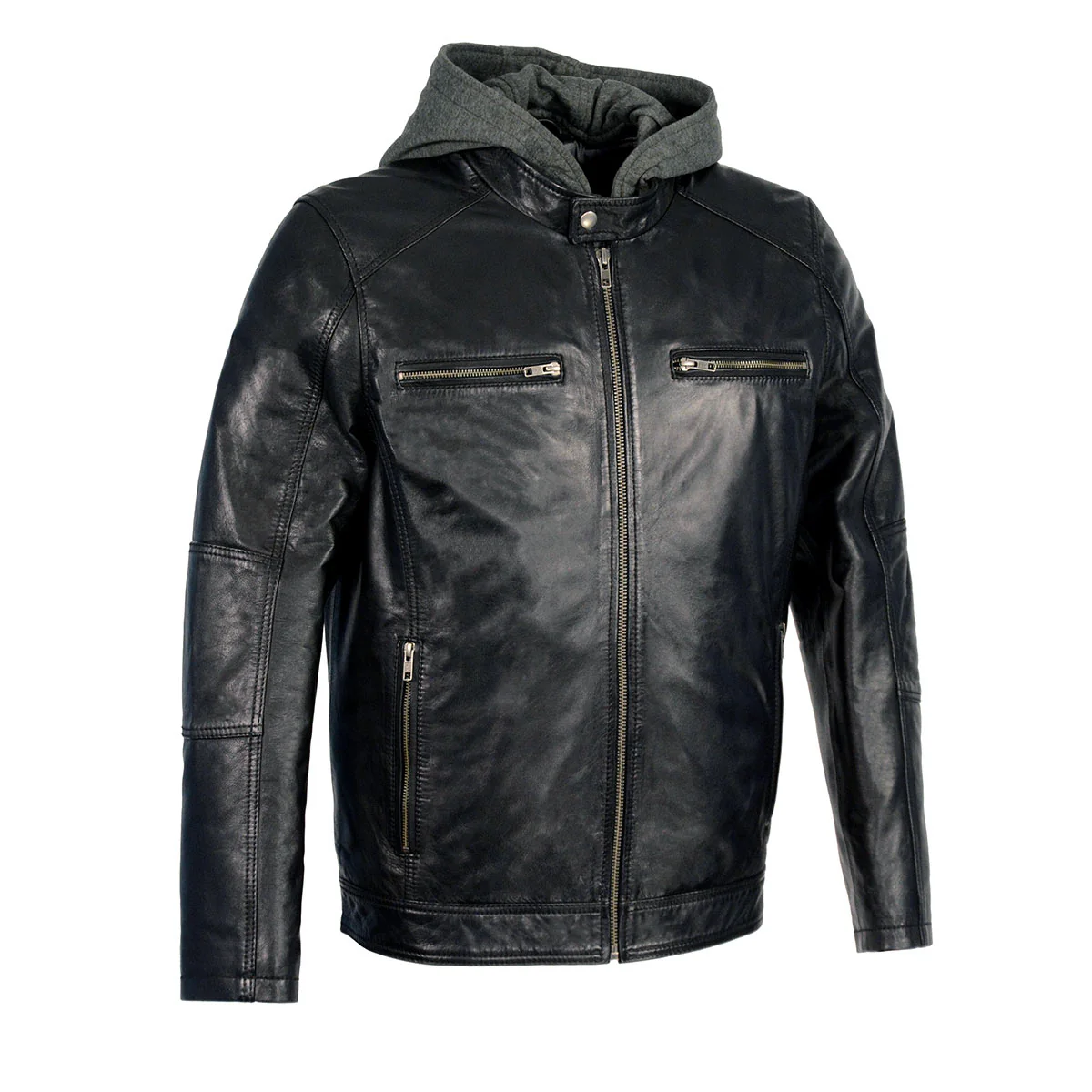 Milwaukee Leather SFM1850 Men's Black Snap Collar Motorcycle Style Fashion Casual Leather Jacket with Removable Hoodie - Image 4