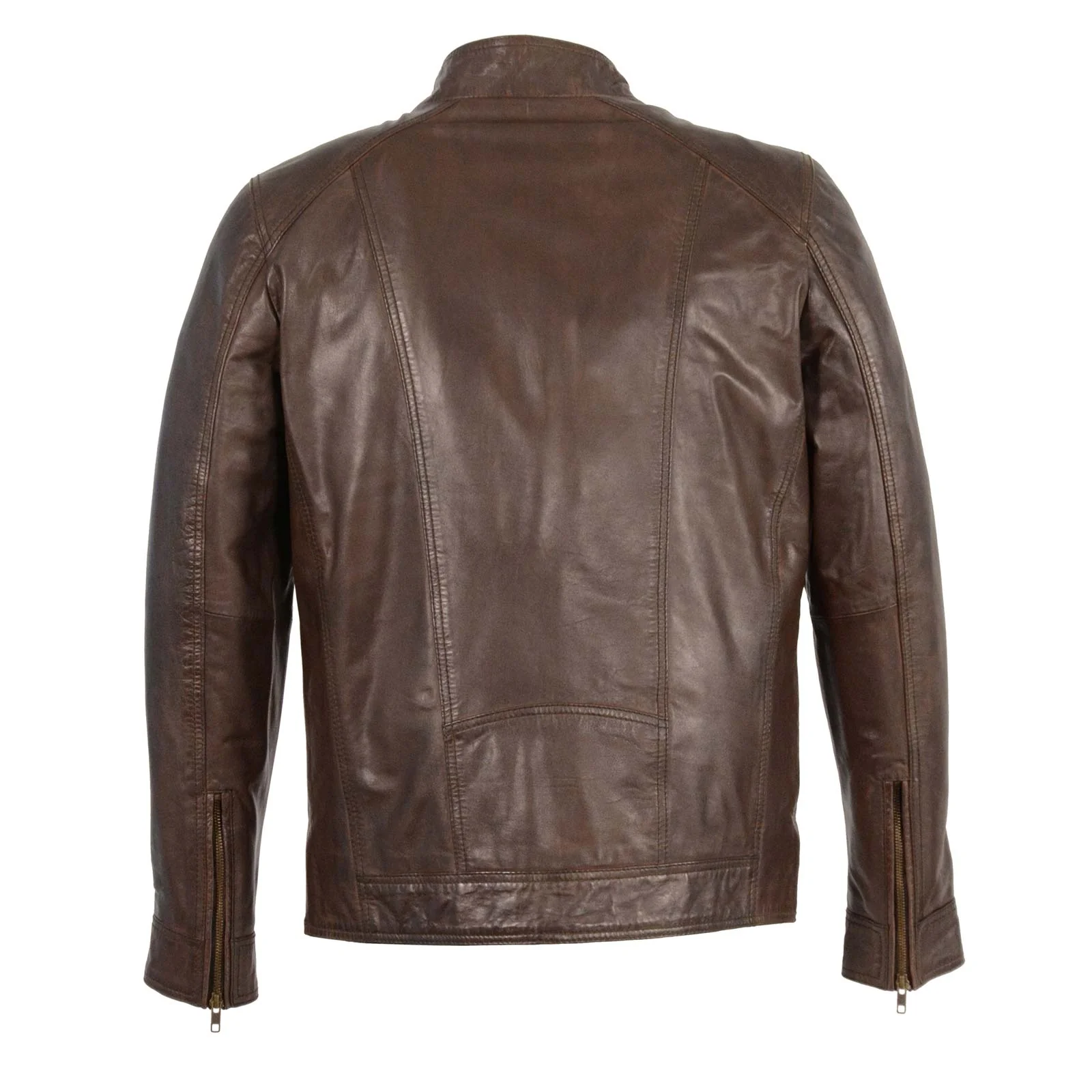 Milwaukee Leather Men's Broken Brown Leather Jacket with Front Zipper Closure SFM1860 - Image 2