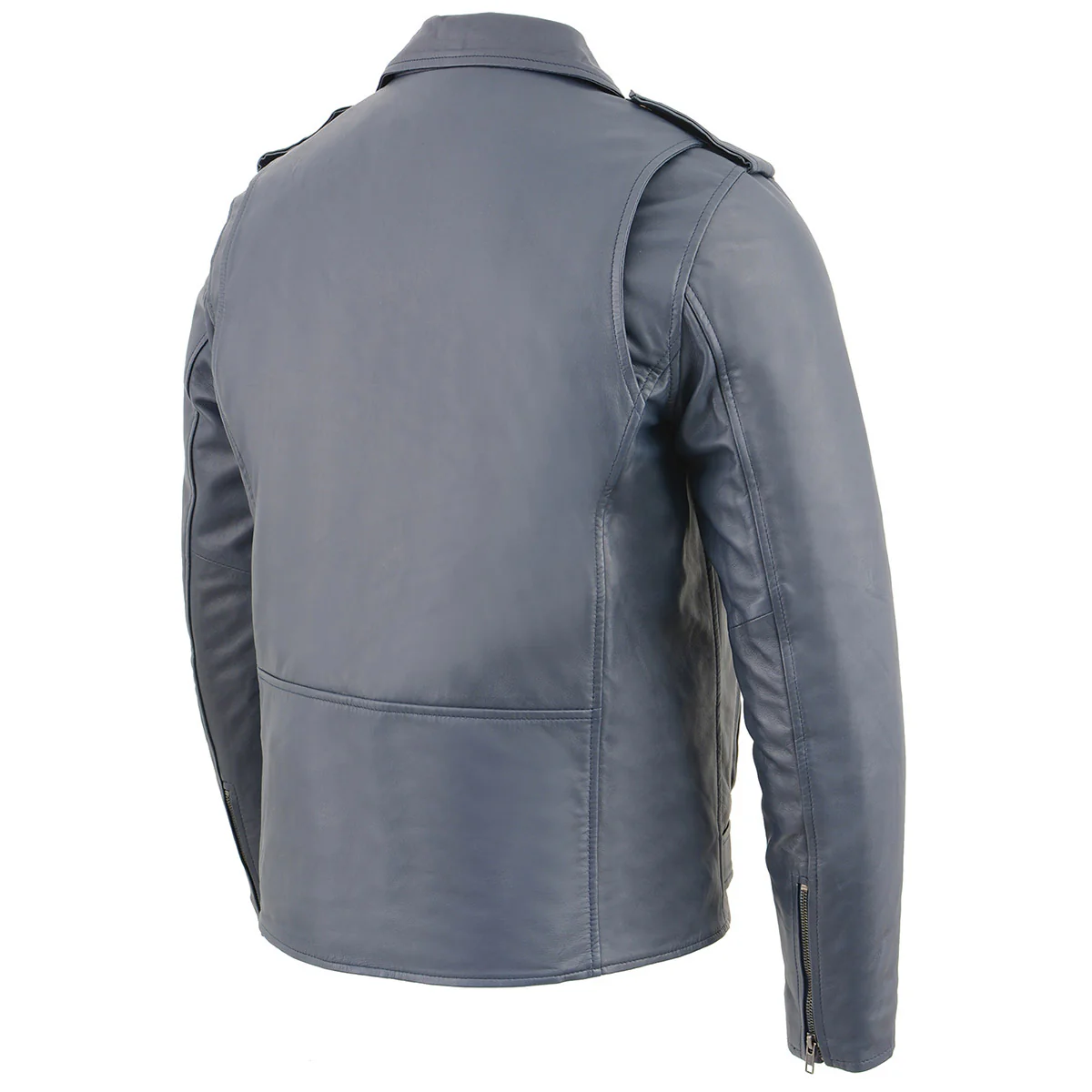 Milwaukee Leather SFM1890 Men's Blue Leather Classic Moto Leather Jacket - Image 11