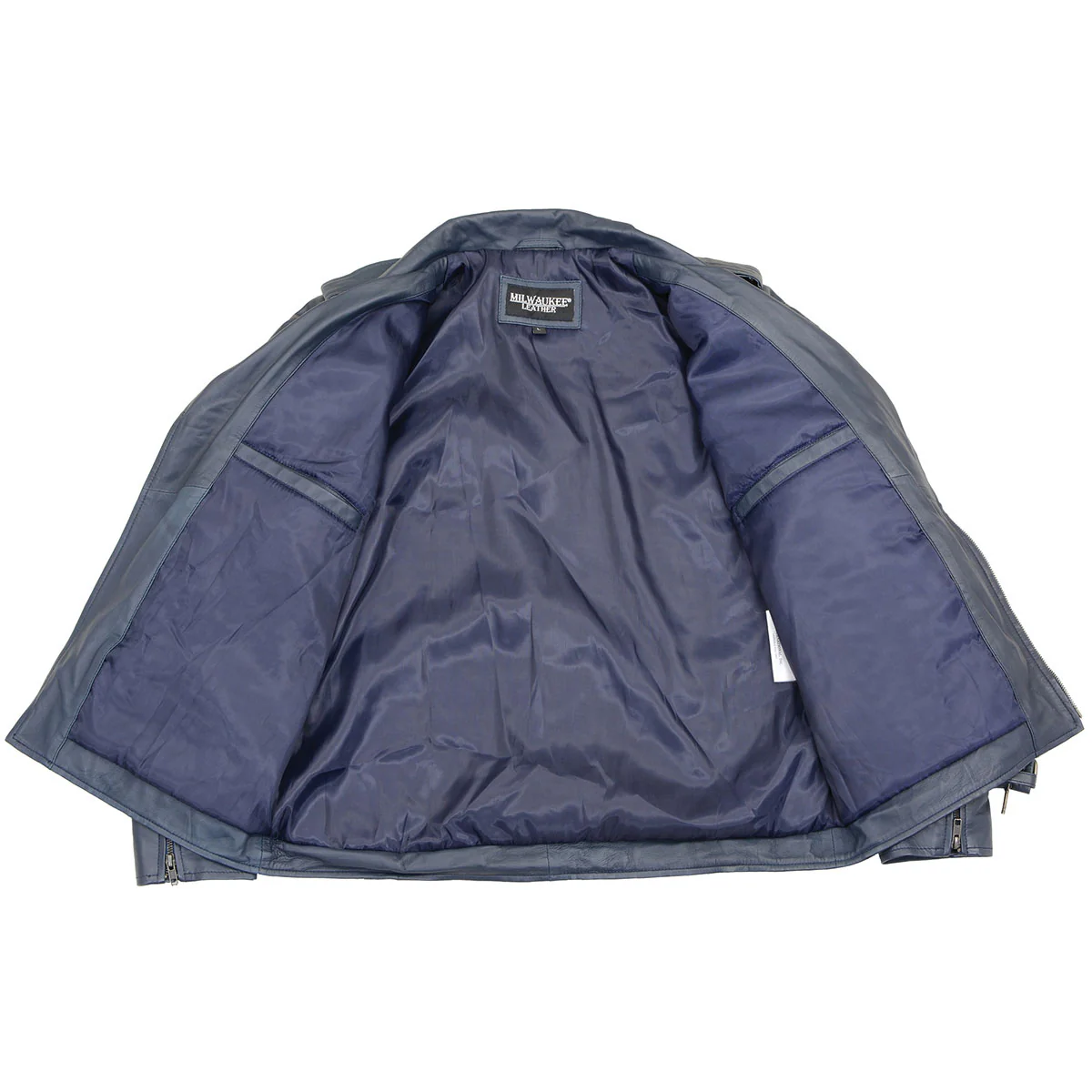 Milwaukee Leather SFM1890 Men's Blue Leather Classic Moto Leather Jacket - Image 8