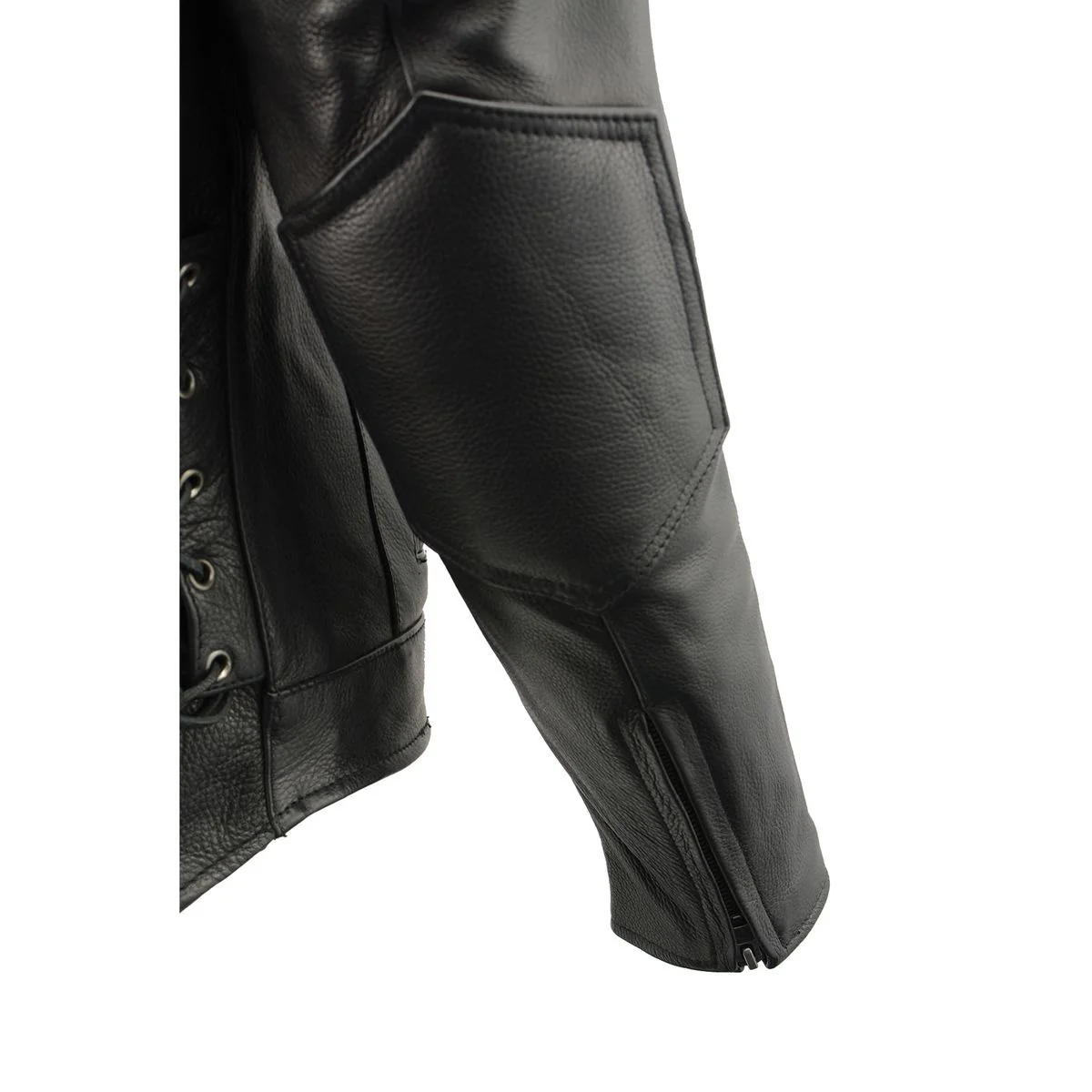 Milwaukee Leather SH1010 Men's 'Scooter' Black Vented Motorcycle Leather Jacket with Side Laces in Tall Sizes - Image 11