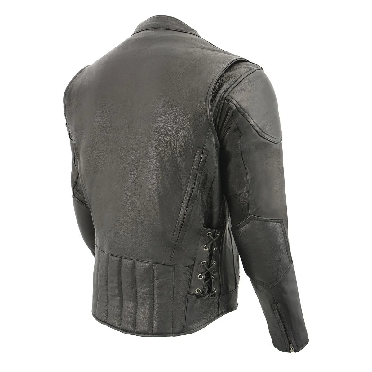 Milwaukee Leather SH1010 Men's 'Scooter' Black Vented Motorcycle Leather Jacket with Side Laces in Tall Sizes - Image 16
