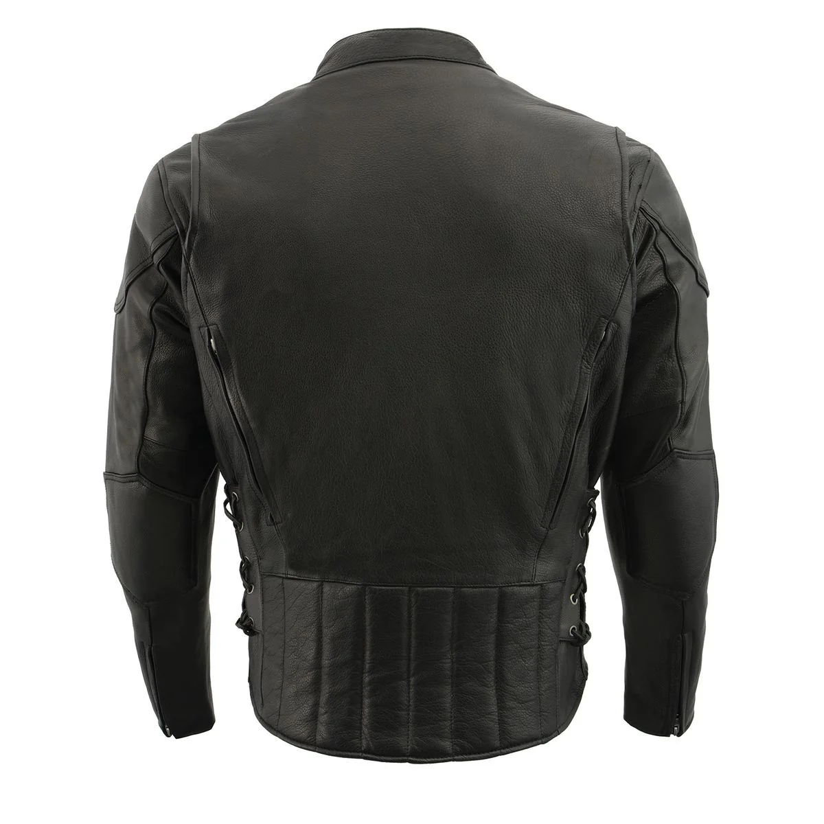 Milwaukee Leather SH1010 Men's 'Scooter' Black Vented Motorcycle Leather Jacket with Side Laces in Tall Sizes - Image 2