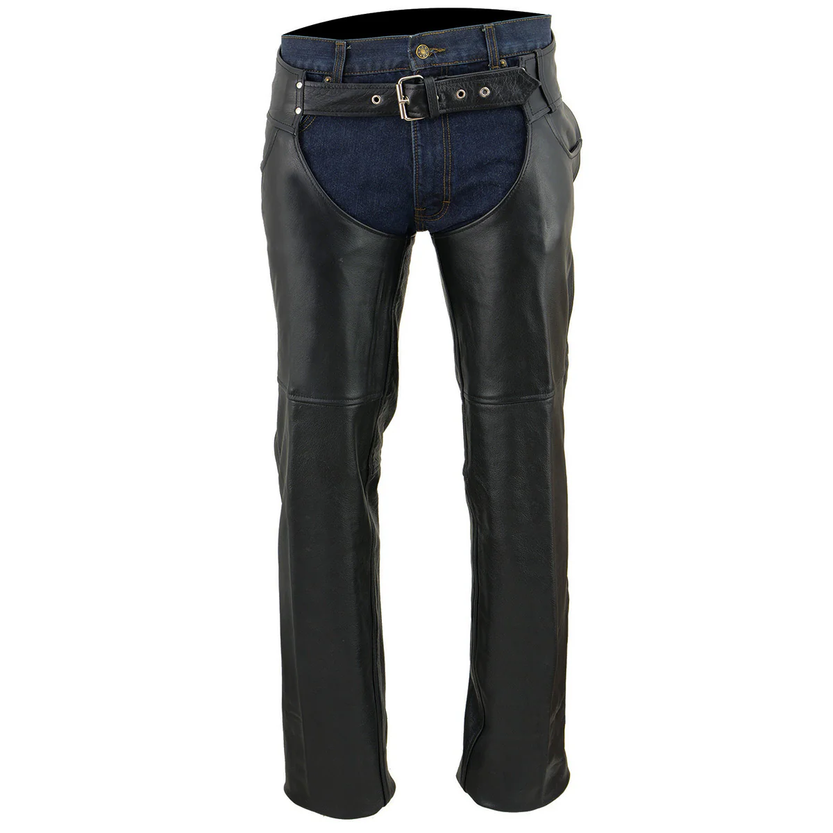 Milwaukee Leather Chaps for Men's Black Premium Leather - Classic Jean Style Pockets Motorcycle Chap - SH1101TALL - Image 6