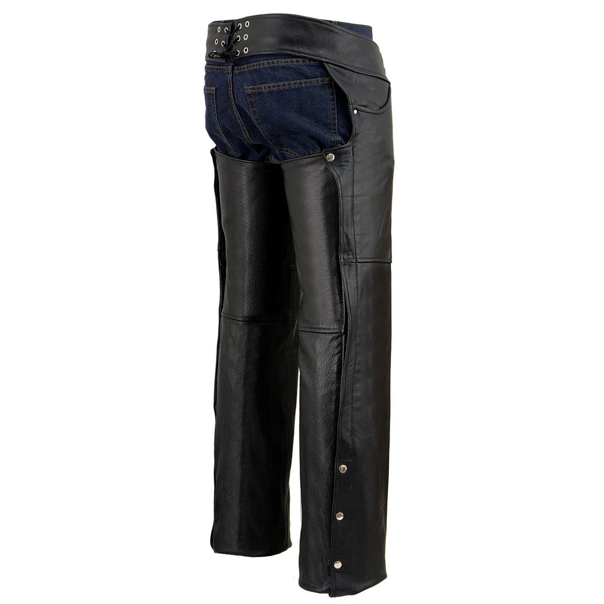 Milwaukee Leather Chaps for Men's Black Premium Leather - Classic Jean Style Pockets Motorcycle Chap - SH1101TALL - Image 7