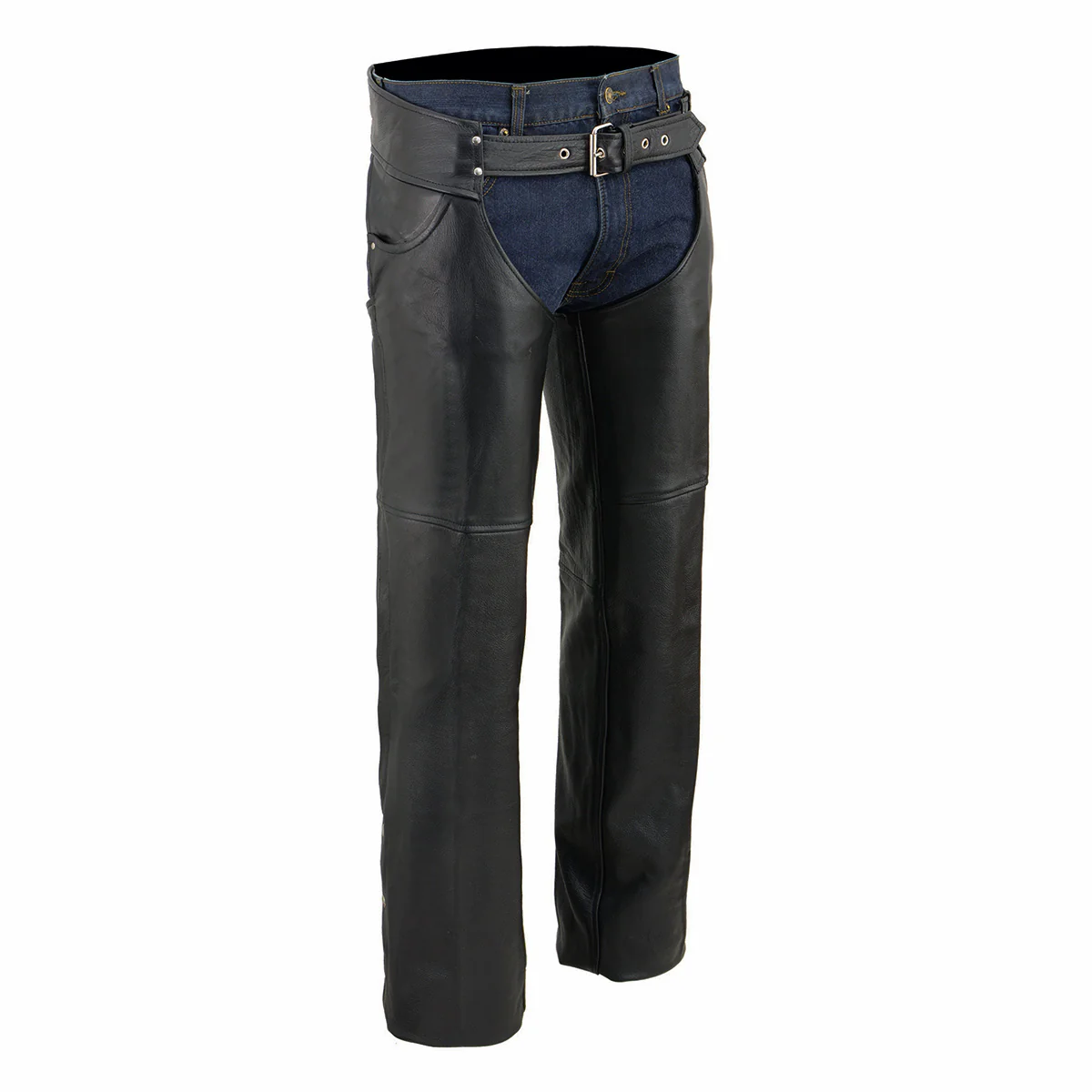 Milwaukee Leather Chaps for Men's Black Premium Leather - Classic Jean Style Pockets Motorcycle Chap - SH1101TALL - Image 8