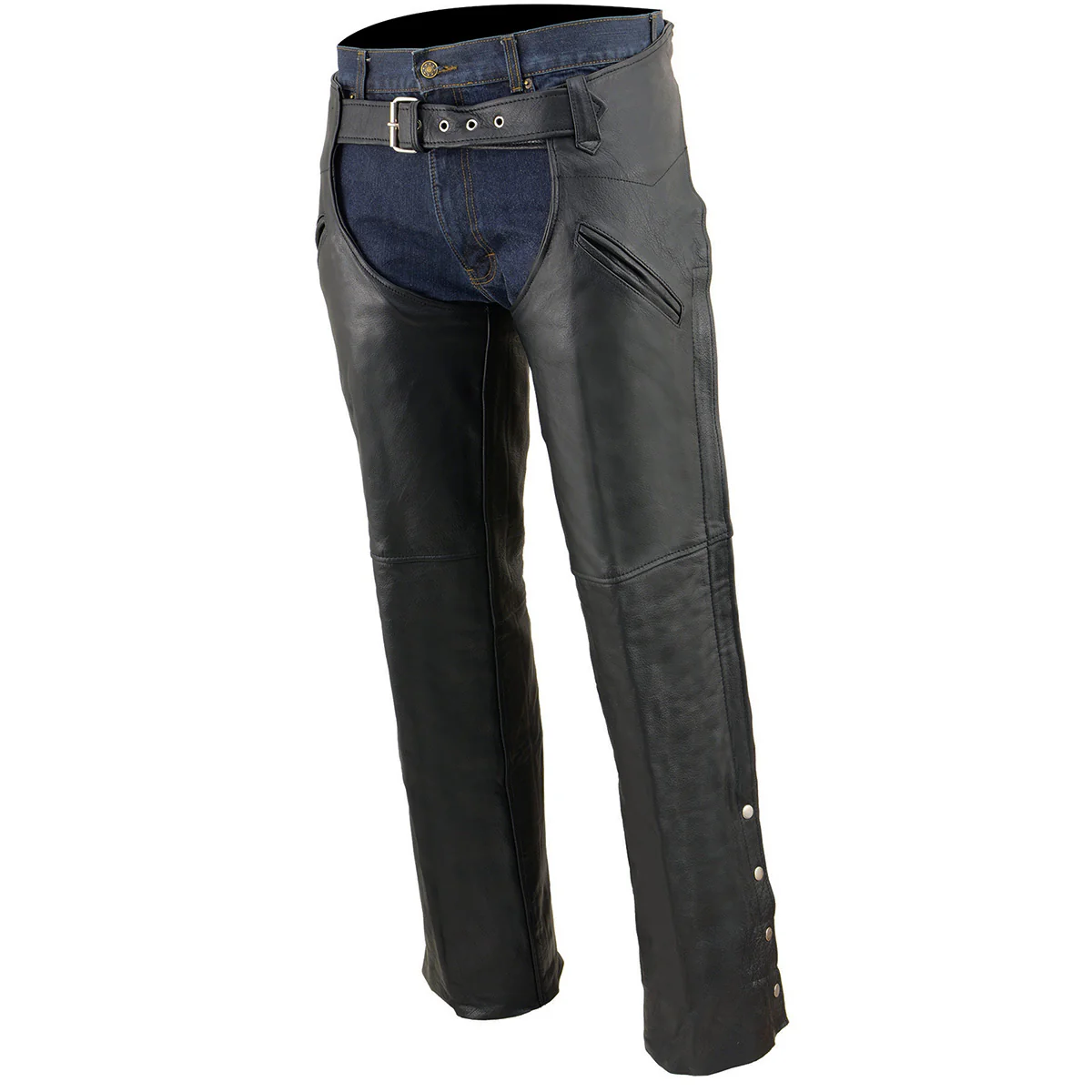 Milwaukee Leather Men's Black Leather Slash Pocket- Biker Motorcycle Riders Chap- SH1103NL - Image 4