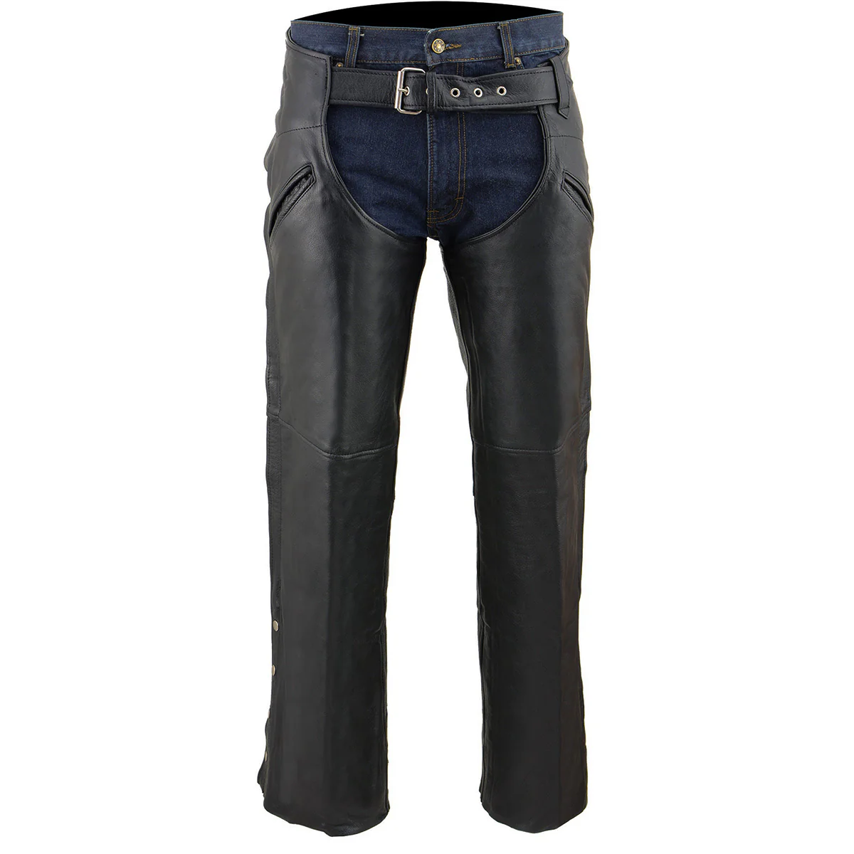Milwaukee Leather Men's Black Leather Slash Pocket- Biker Motorcycle Riders Chap- SH1103NL - Image 5